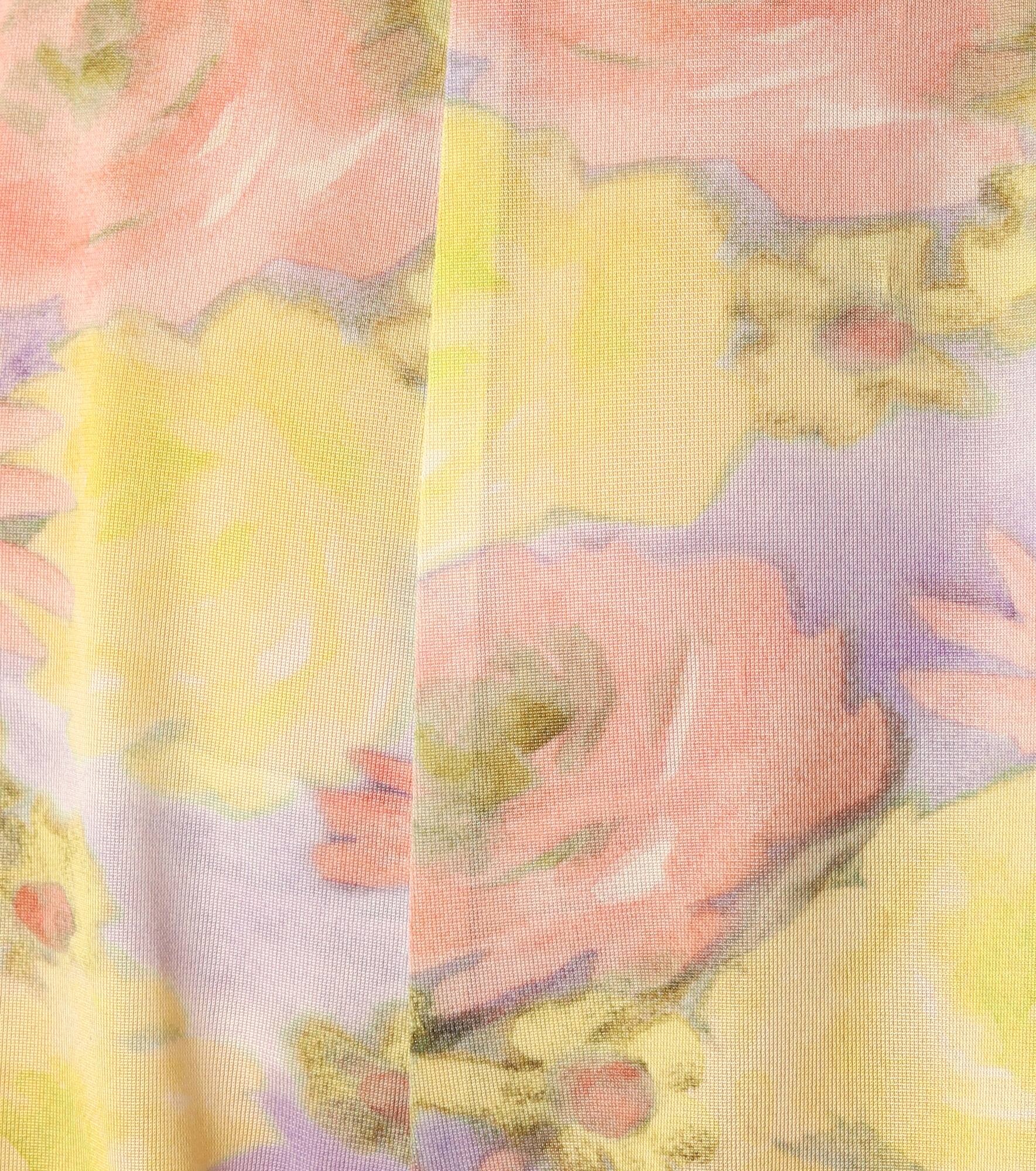 Floral jersey wide leg pants - 4