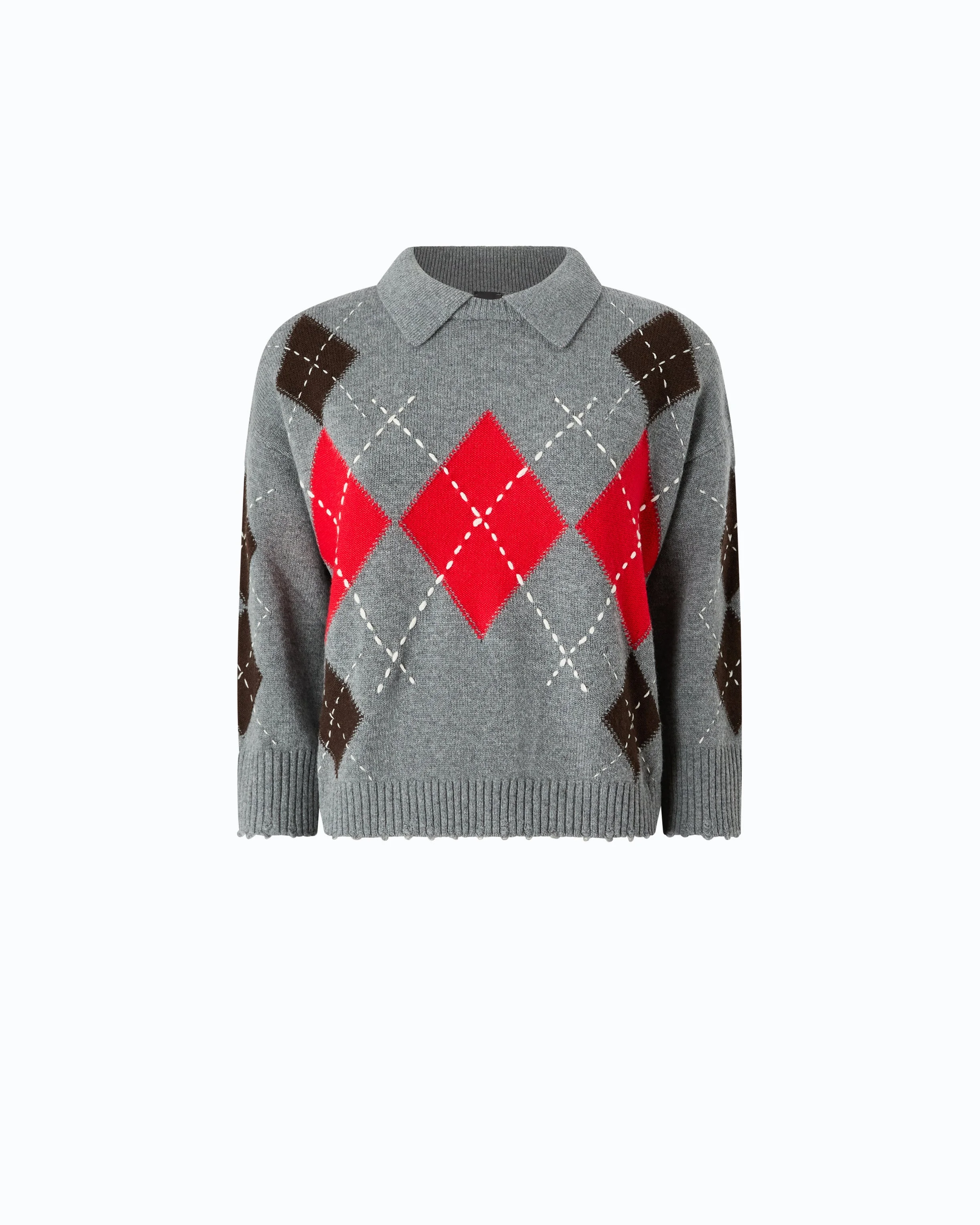 WOOL AND CASHMERE SWEATER WITH DIAMOND MOTIF - 1