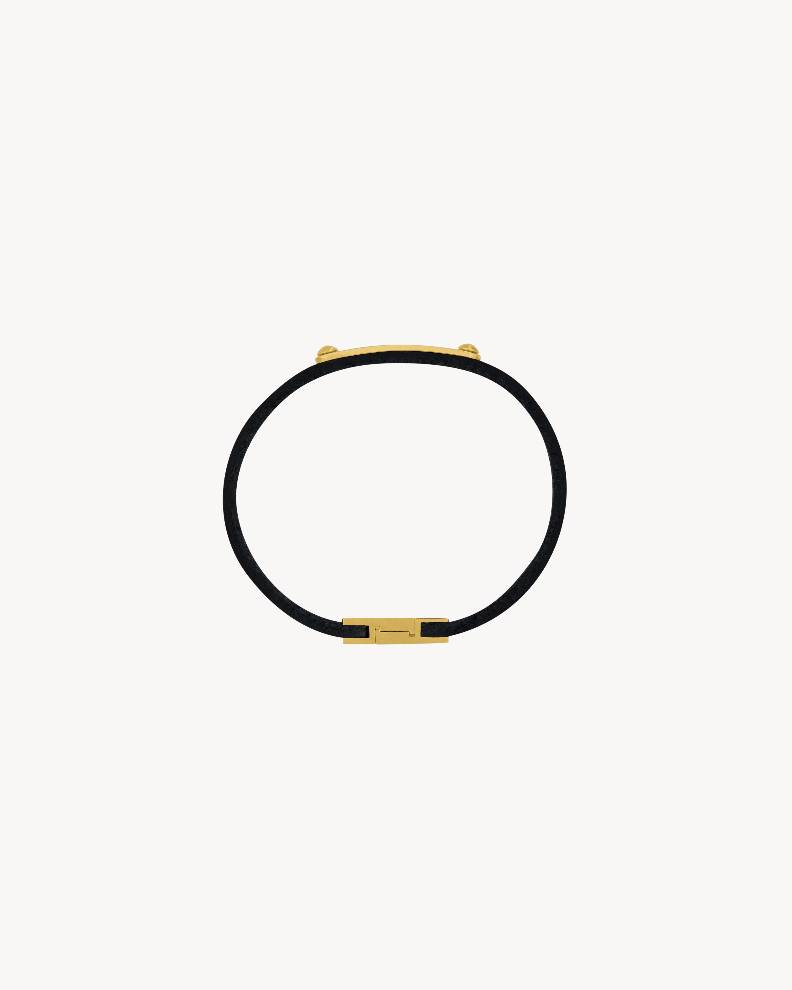 saint laurent id plaque bracelet in smooth leather and metal - 3