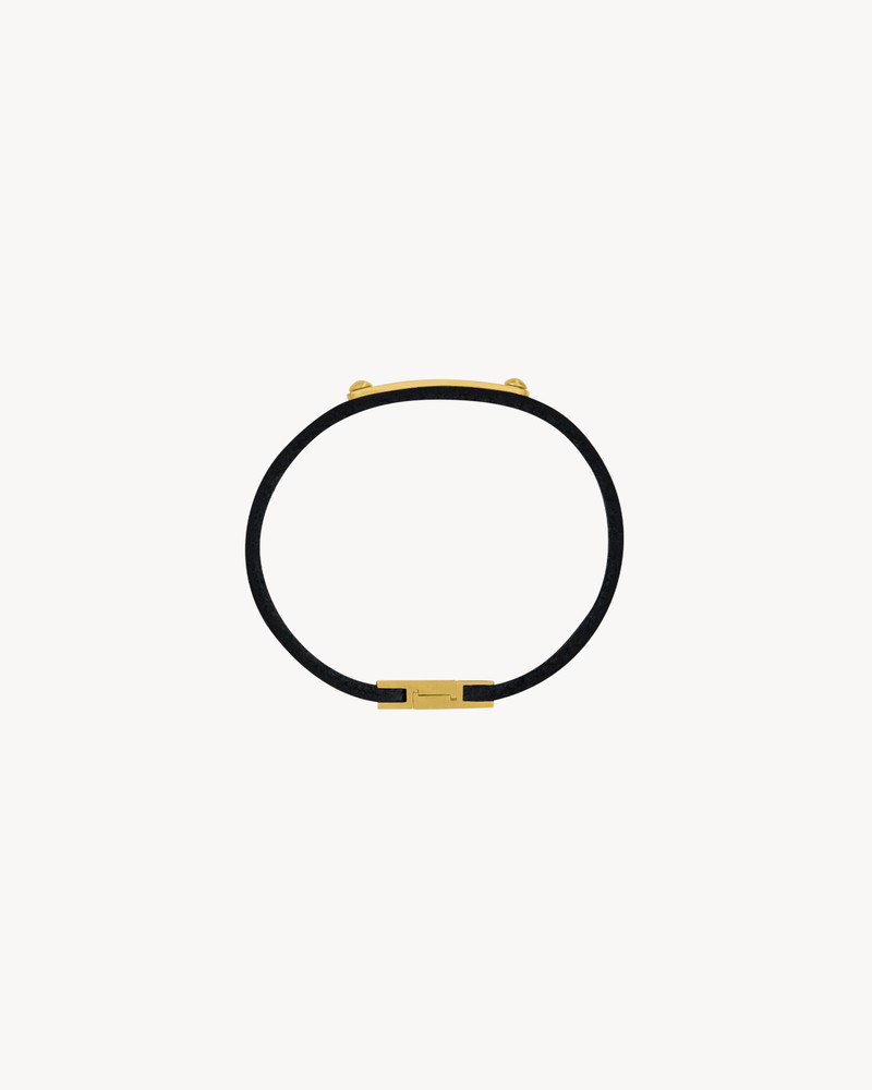 SAINT LAURENT ID PLAQUE BRACELET IN SMOOTH LEATHER AND METAL 3