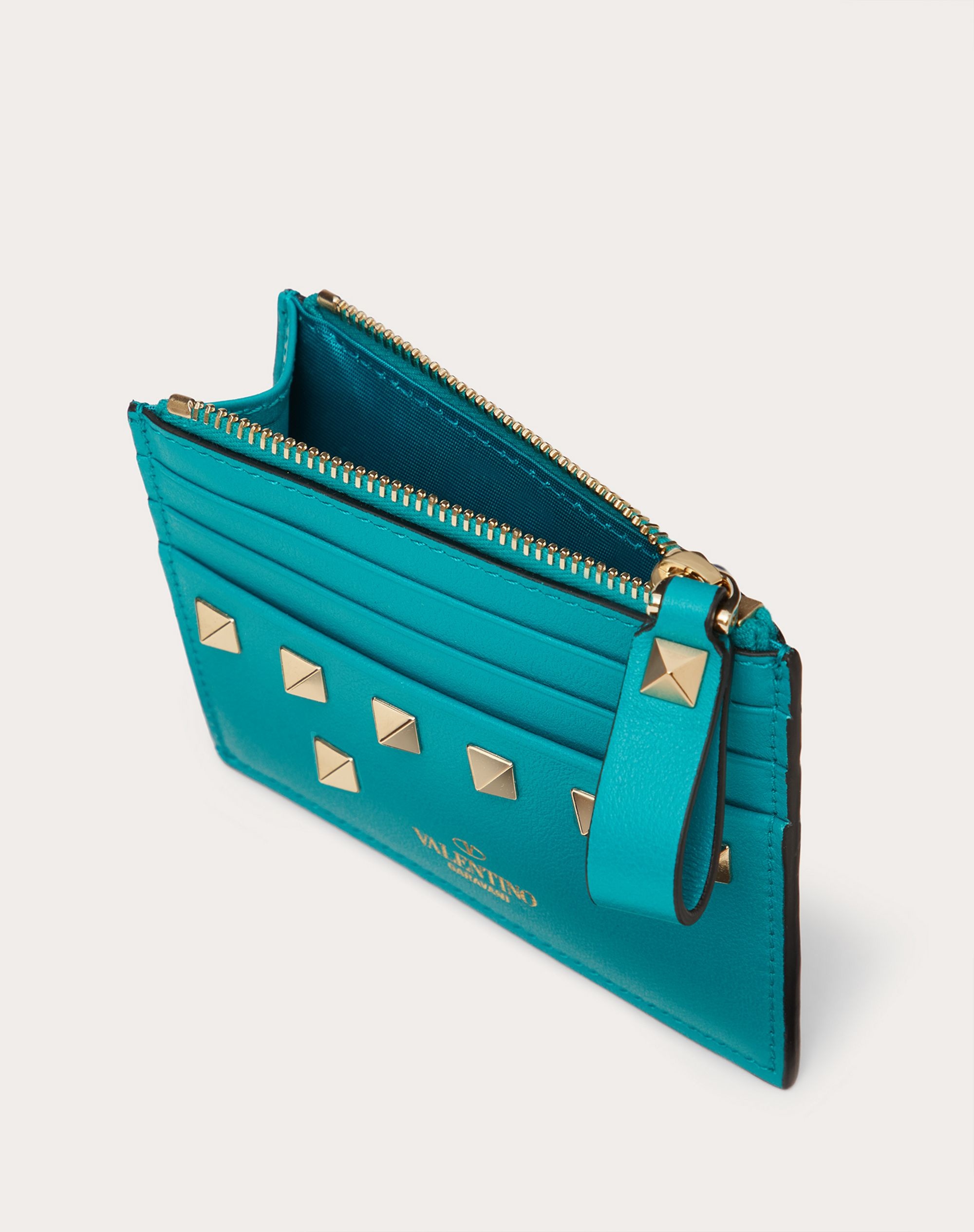 ROCKSTUD CALFSKIN CARDHOLDER WITH ZIPPER - 5