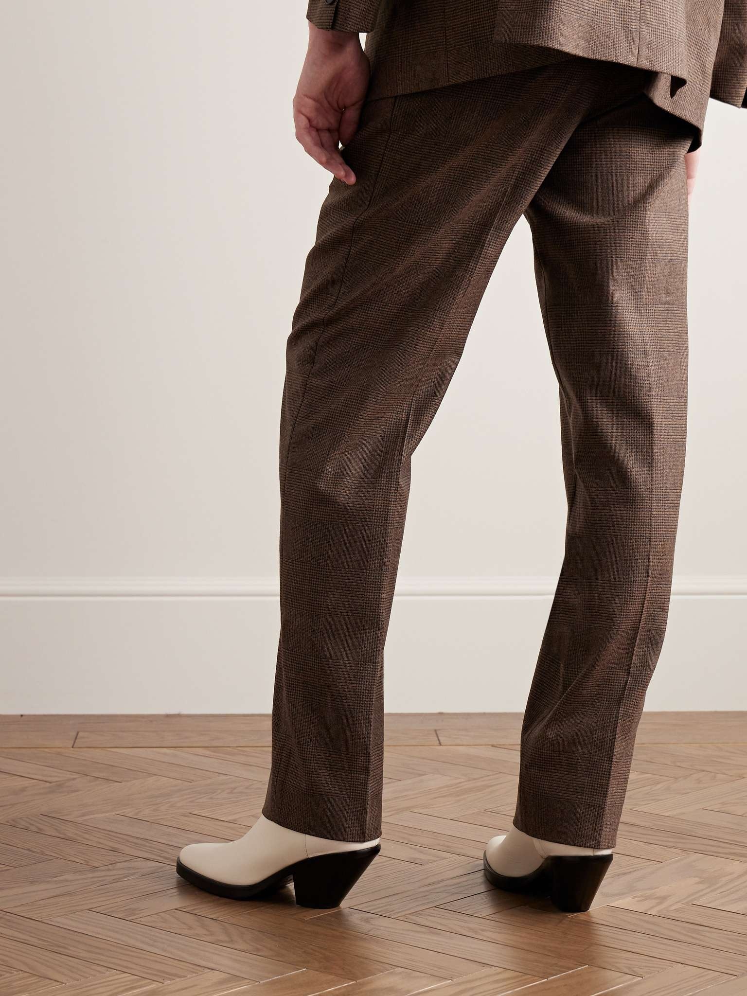 Straight-Leg Pleated Prince of Wales Checked Wool-Blend Suit Trousers - 4