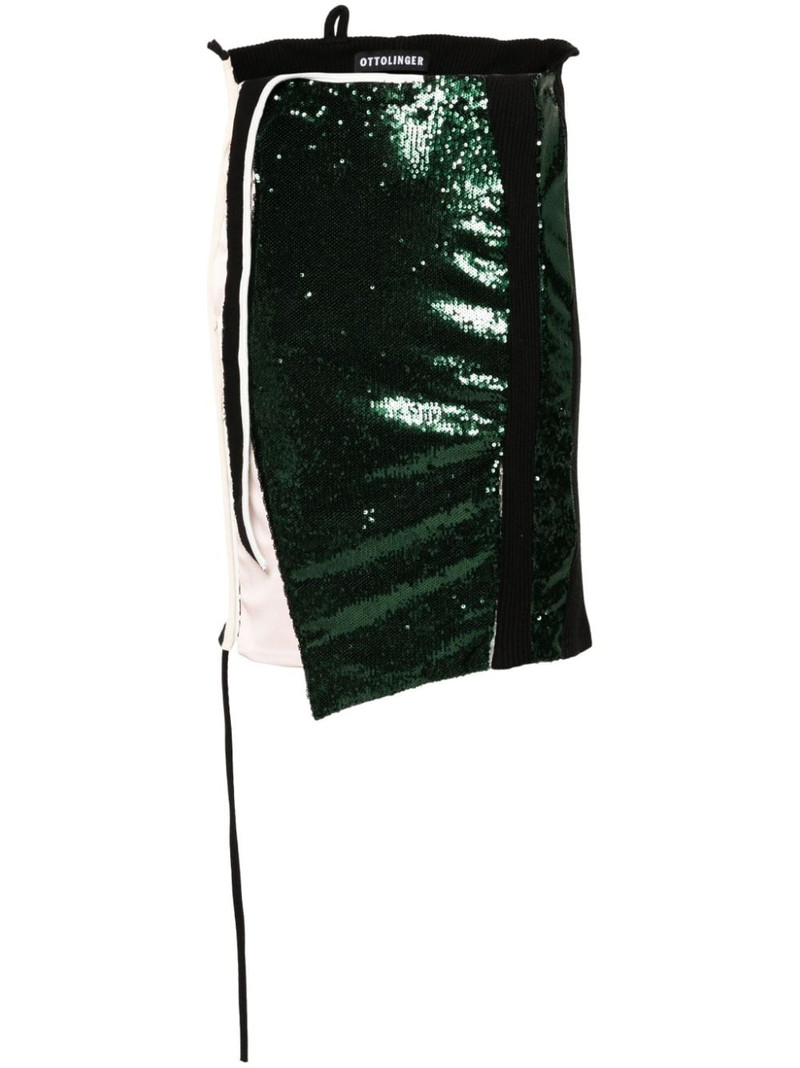 sequin-panels asymmetric skirt - 1