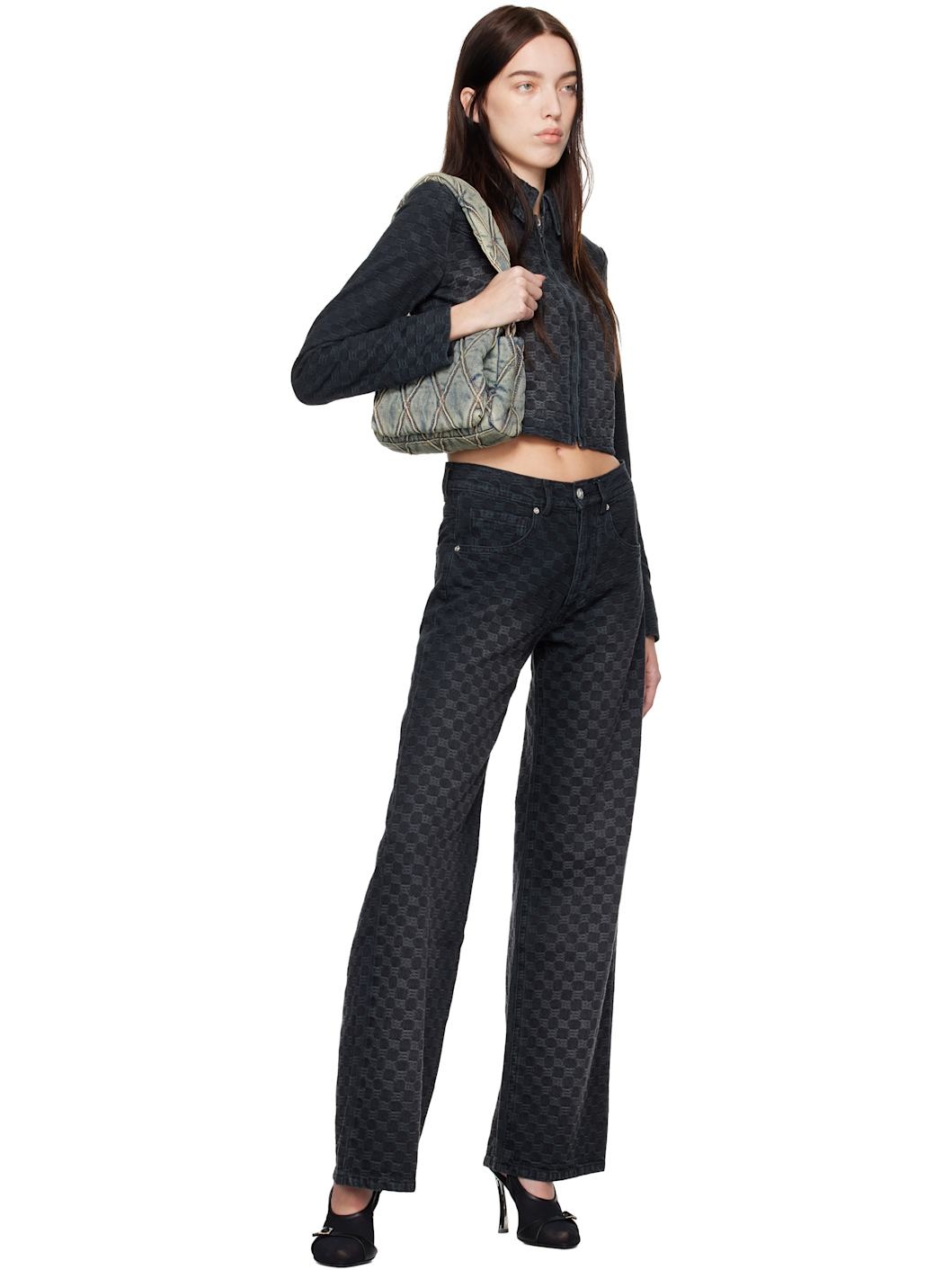 Black Jacquard Monogram Denim Jacket - 4
