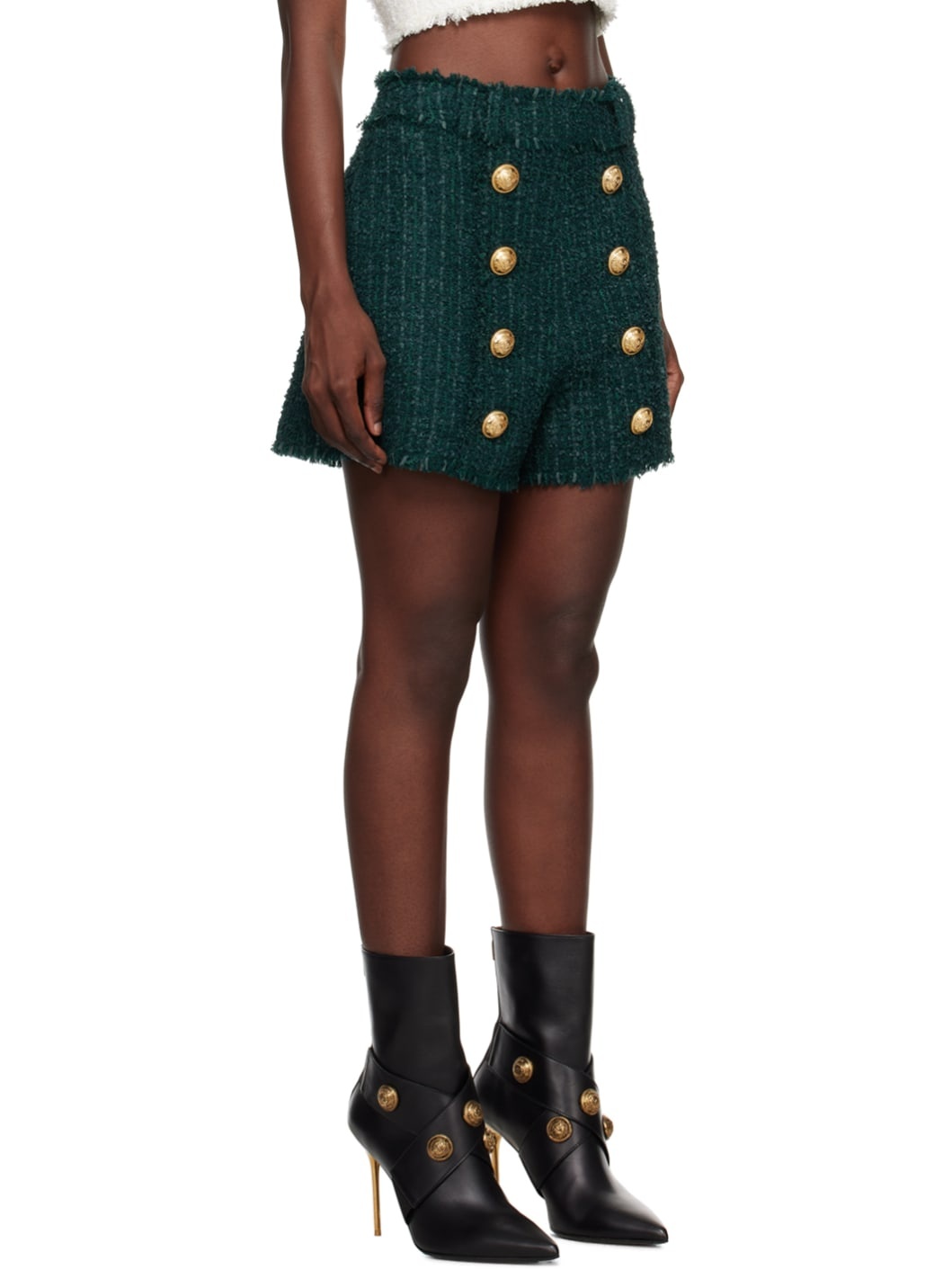 Green Fringed Shorts - 2