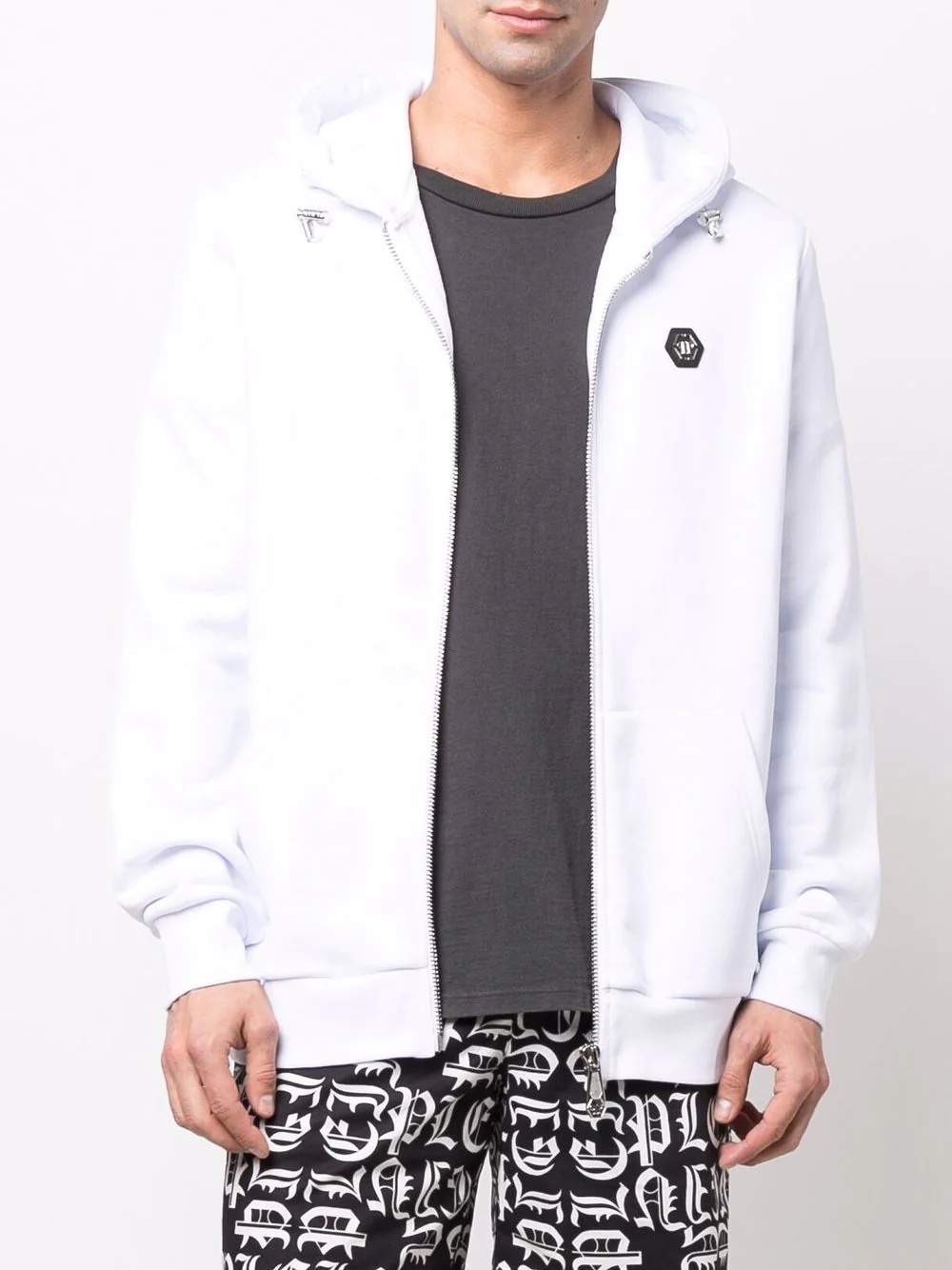 embellished skull logo-print zip hoodie - 3