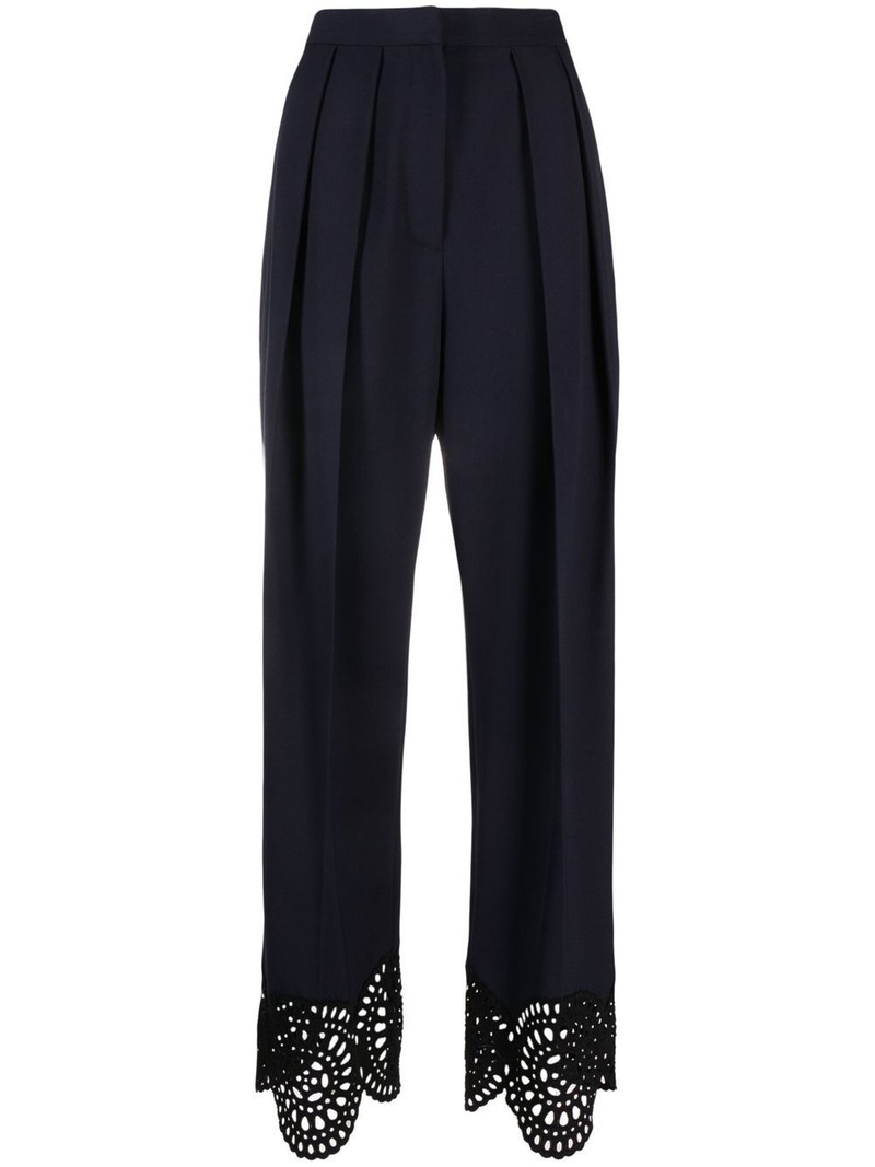 broderie anglaise-trimmed trousers 1