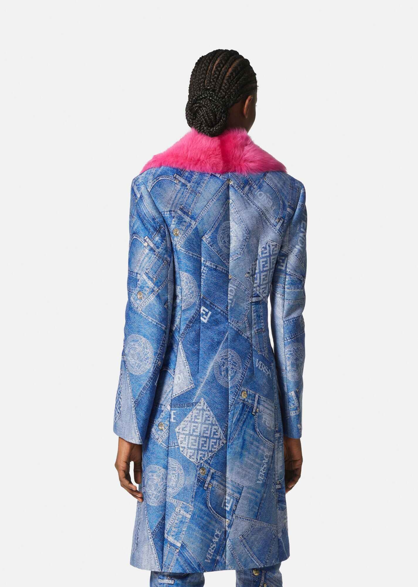 Fendace Denim Patchwork Coat - 4