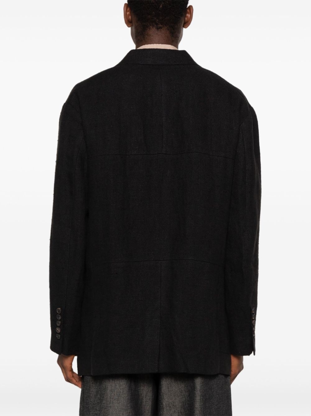 single-breasted linen blazer - 4