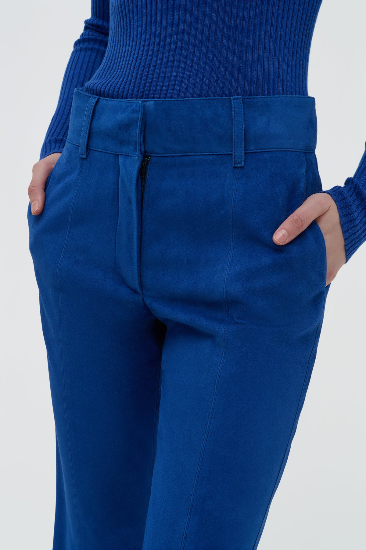 Rhein Flare Pant in Cobalt Suede - 5