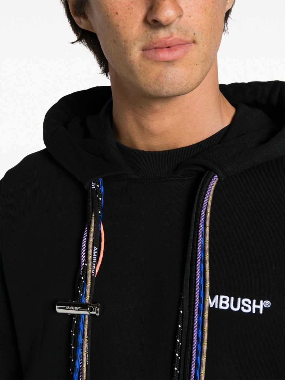 multicord-drawstring cotton hoodie - 5