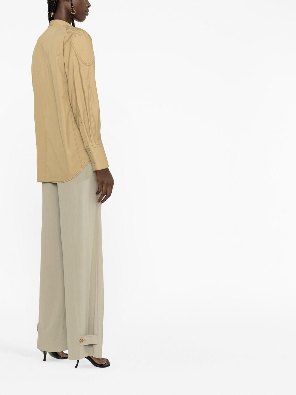 contrast stitching shirt jacket - 3