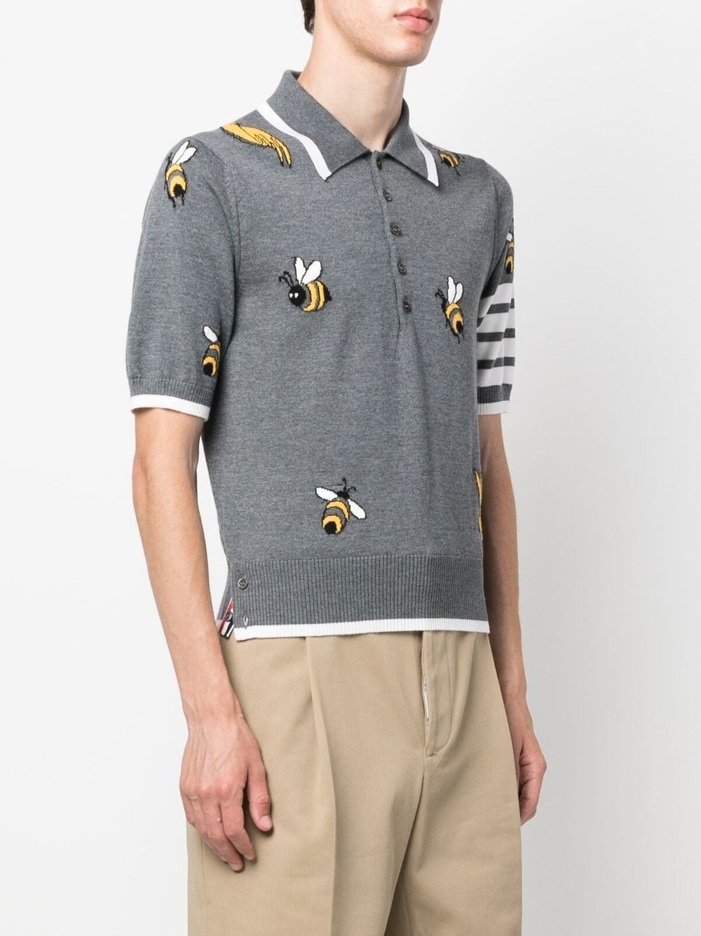 4-Bar intarsia-knit polo shirt - 3