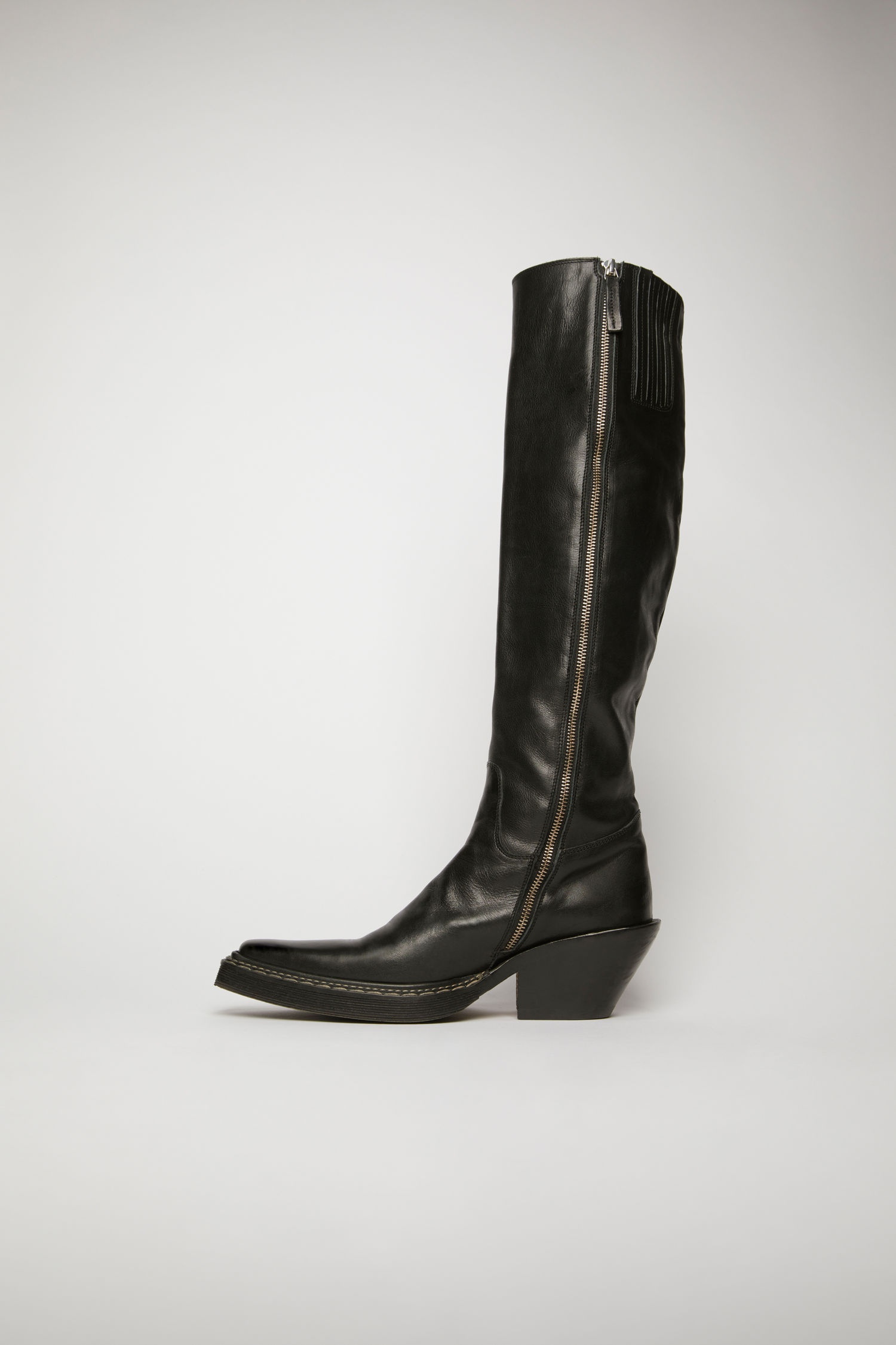 Western leather boots black - 3