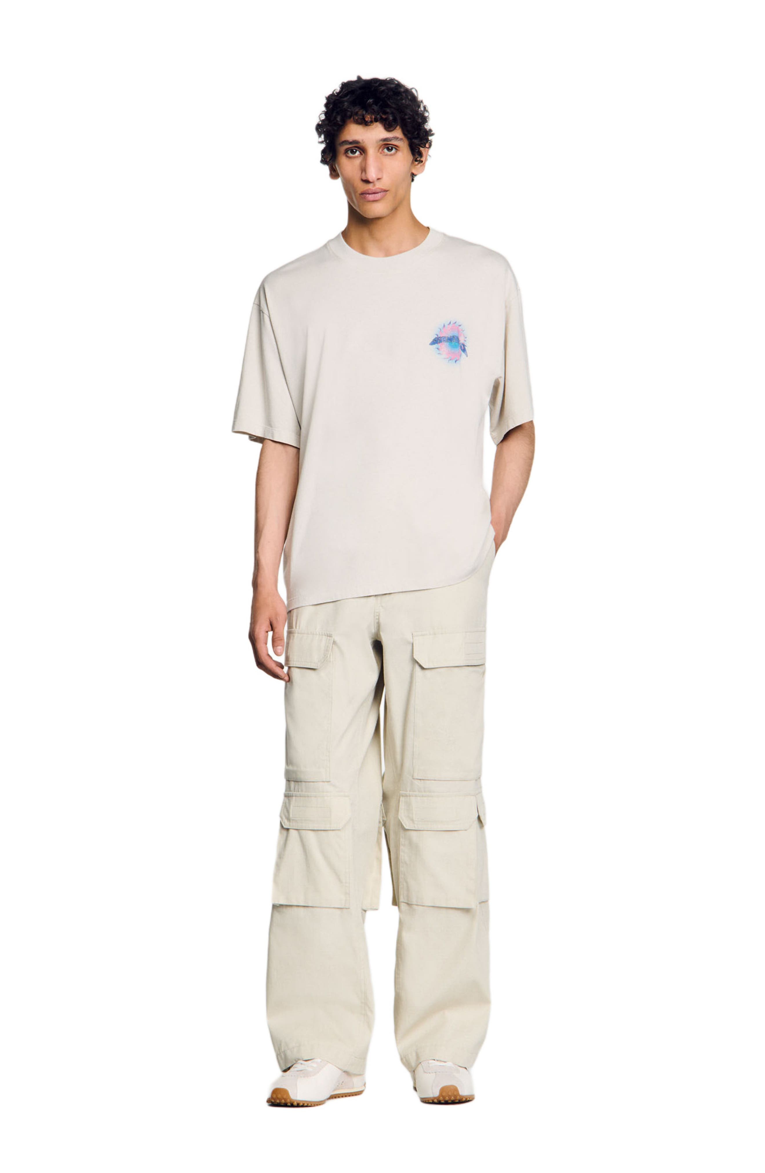 SANDRO Sun motif T-shirt in Vintage White at Nordstrom - 6