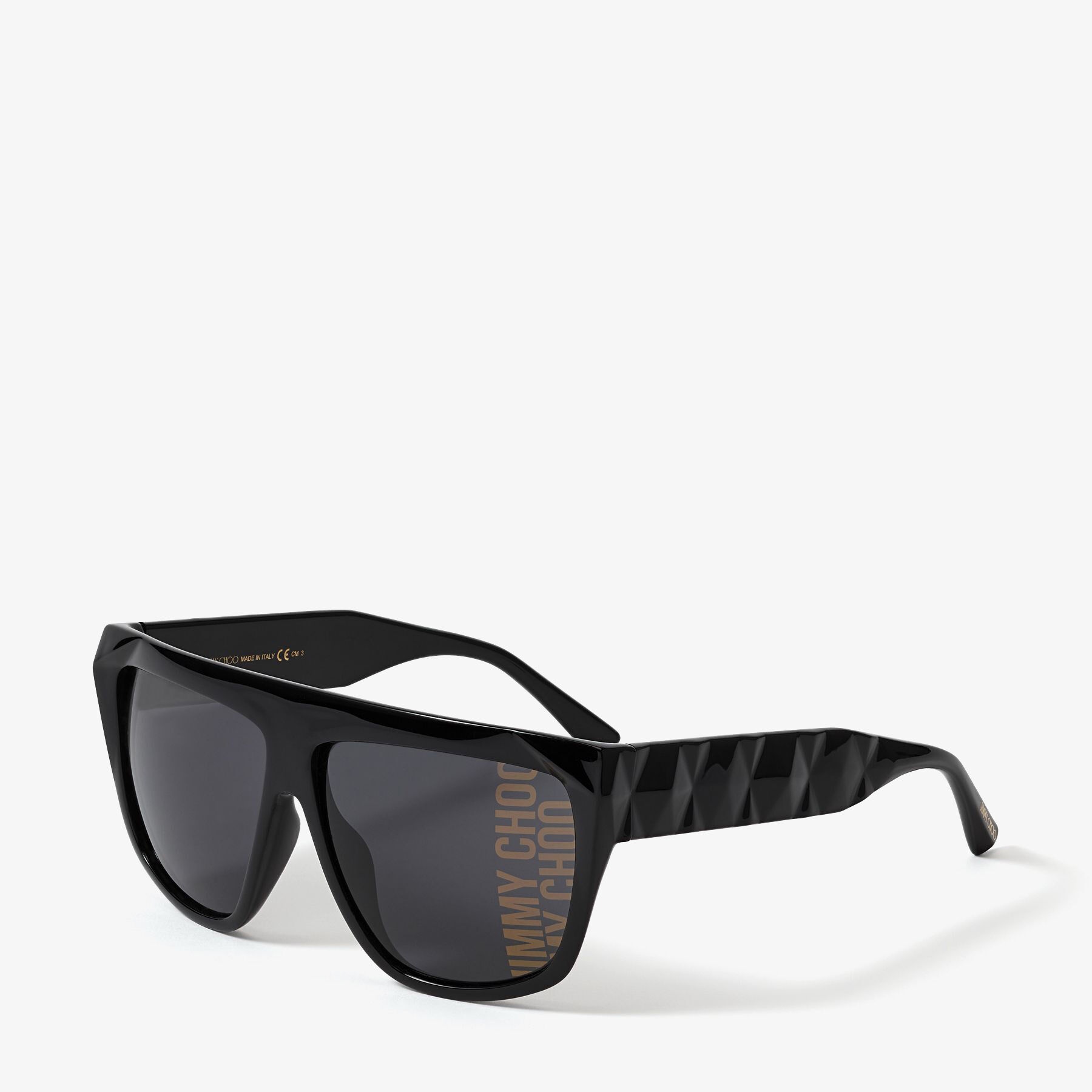 Duane
Black Square-Frame Sunglasses with Printed Jimmy Choo Logo on Lense - 3
