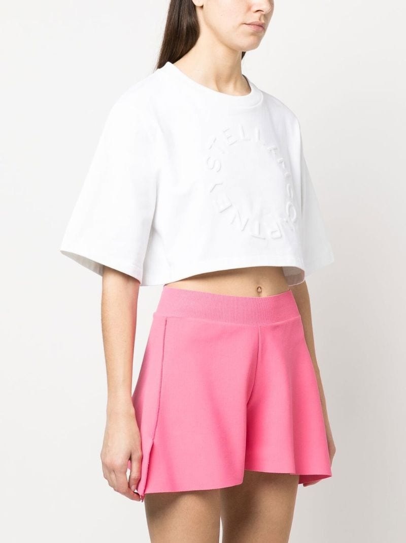 flocked-logo cropped T-shirt - 3