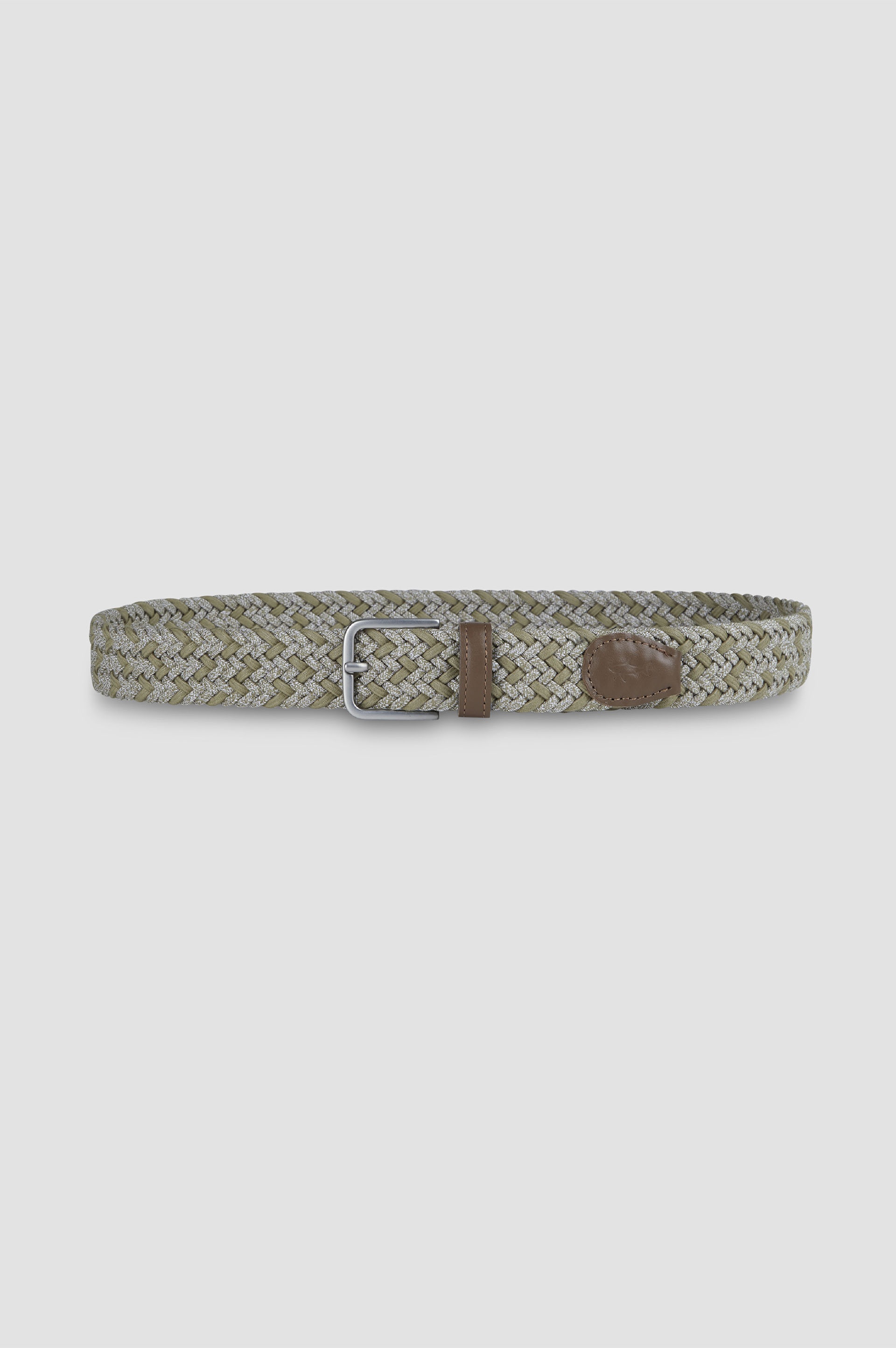 BRAIDED ELASTIC BELT WITH LEATHER TRIMS - 1