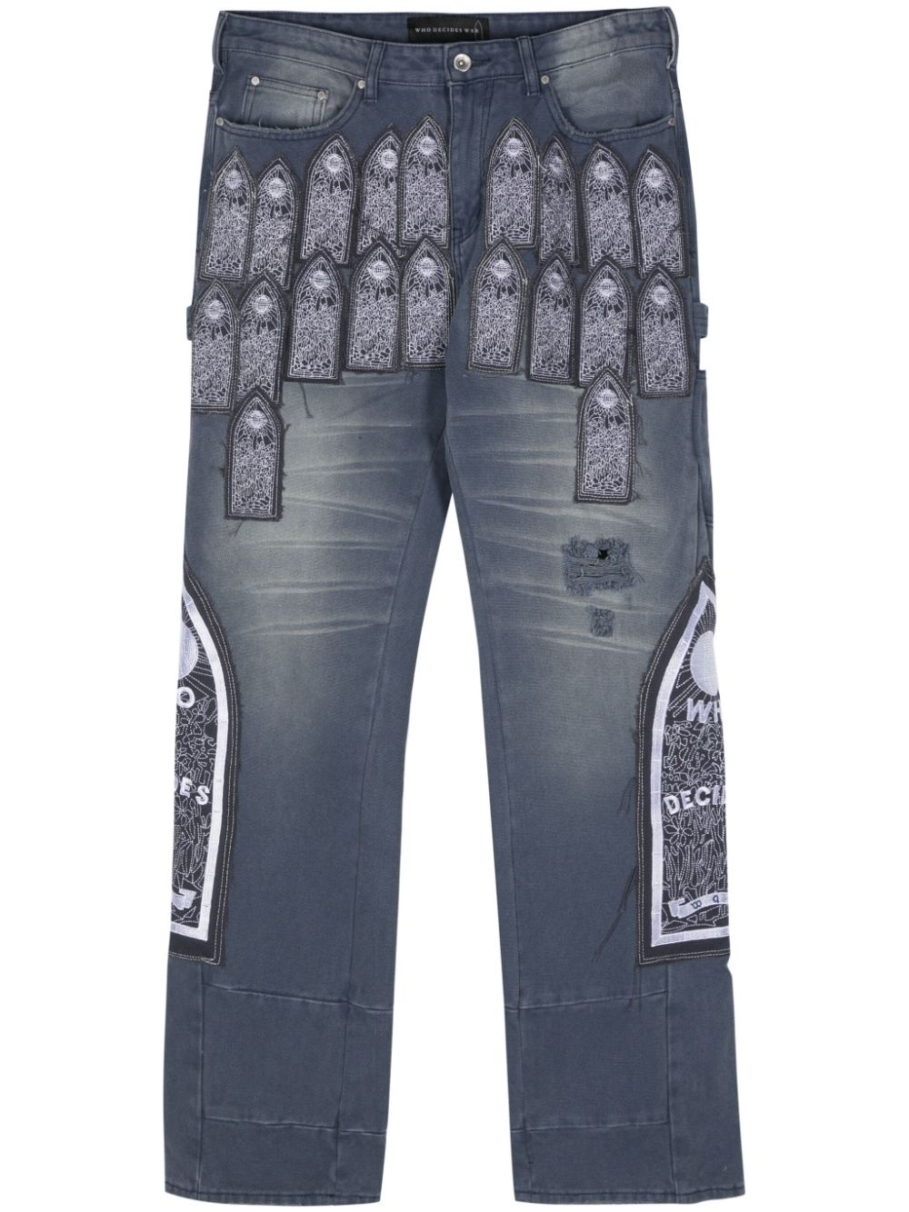 distressed straight-leg jeans - 1