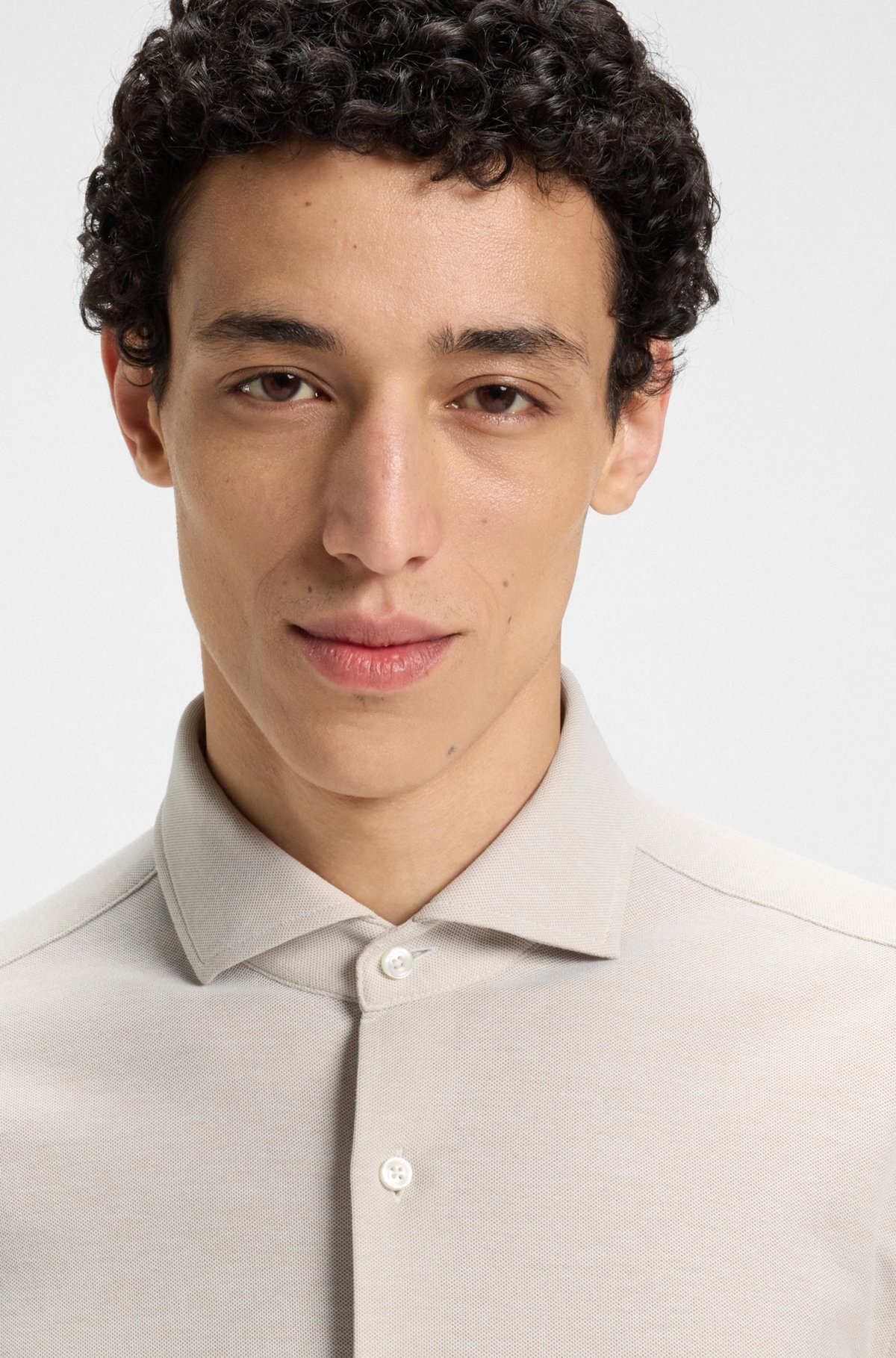 SLIM-FIT SHIRT IN COTTON-PIQUÉ JERSEY - 3
