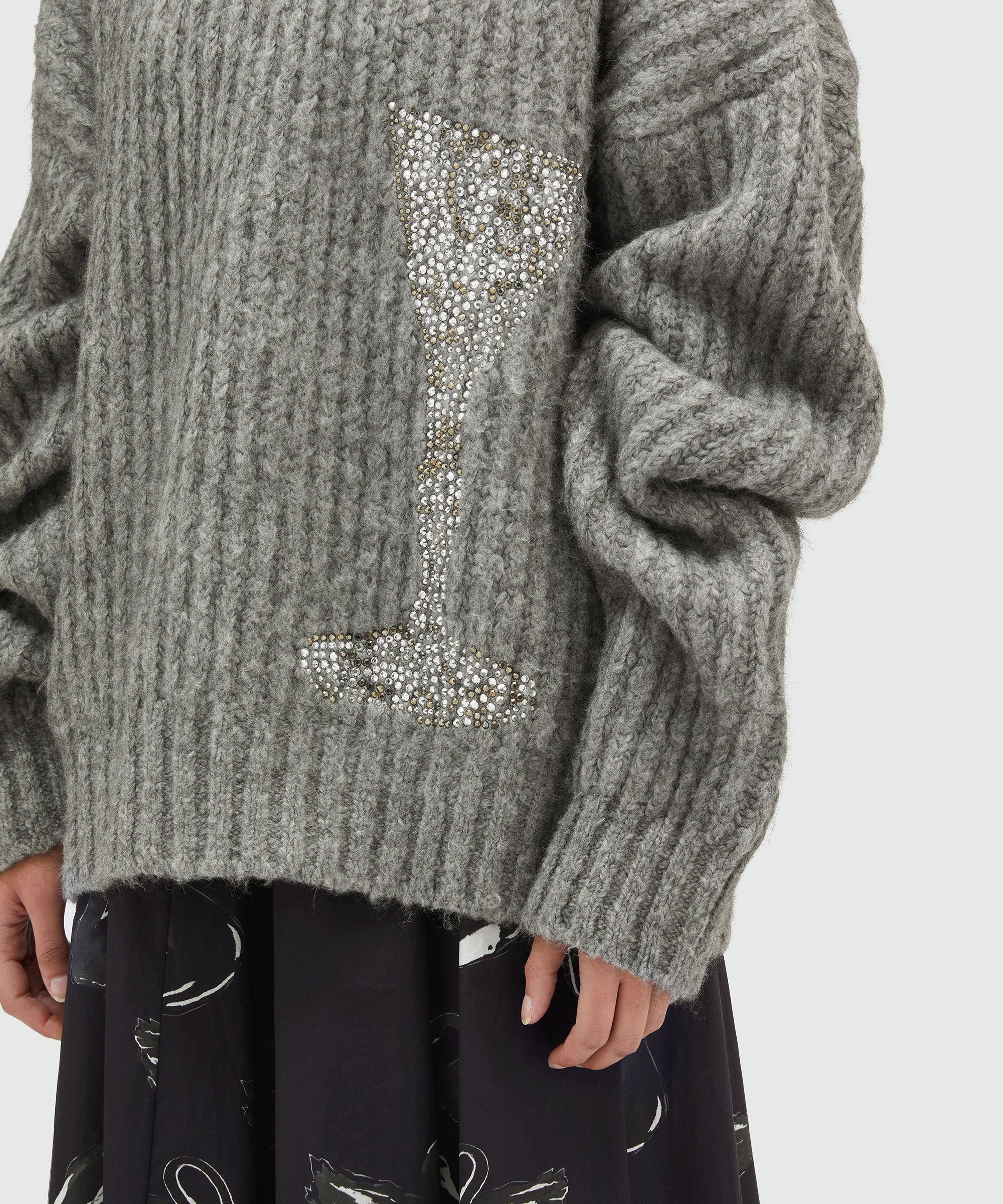 Wide-ribbed sweater with rhinestones - 5