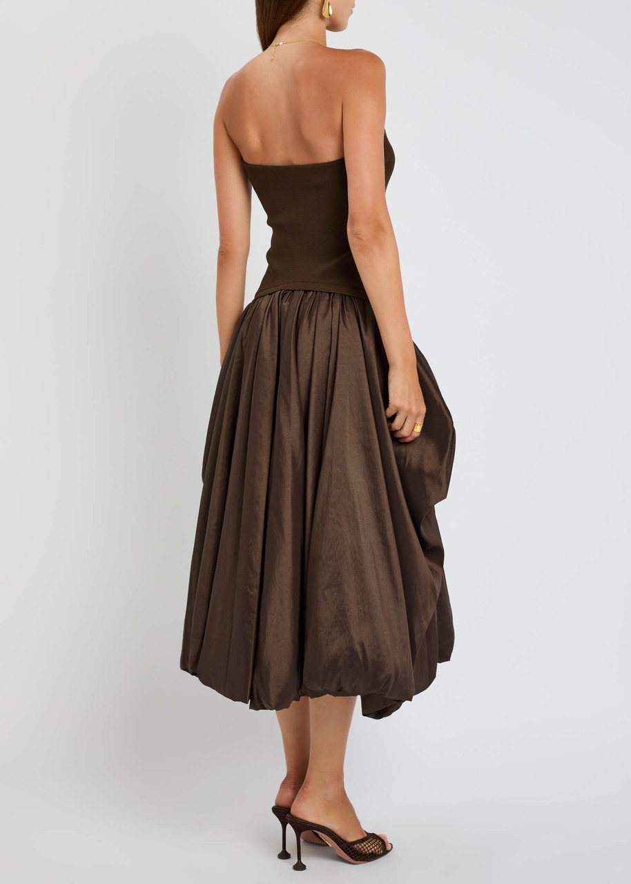 Simkhai Izzy Strapless Ribbed-knit and Shell Midi Dress - 3