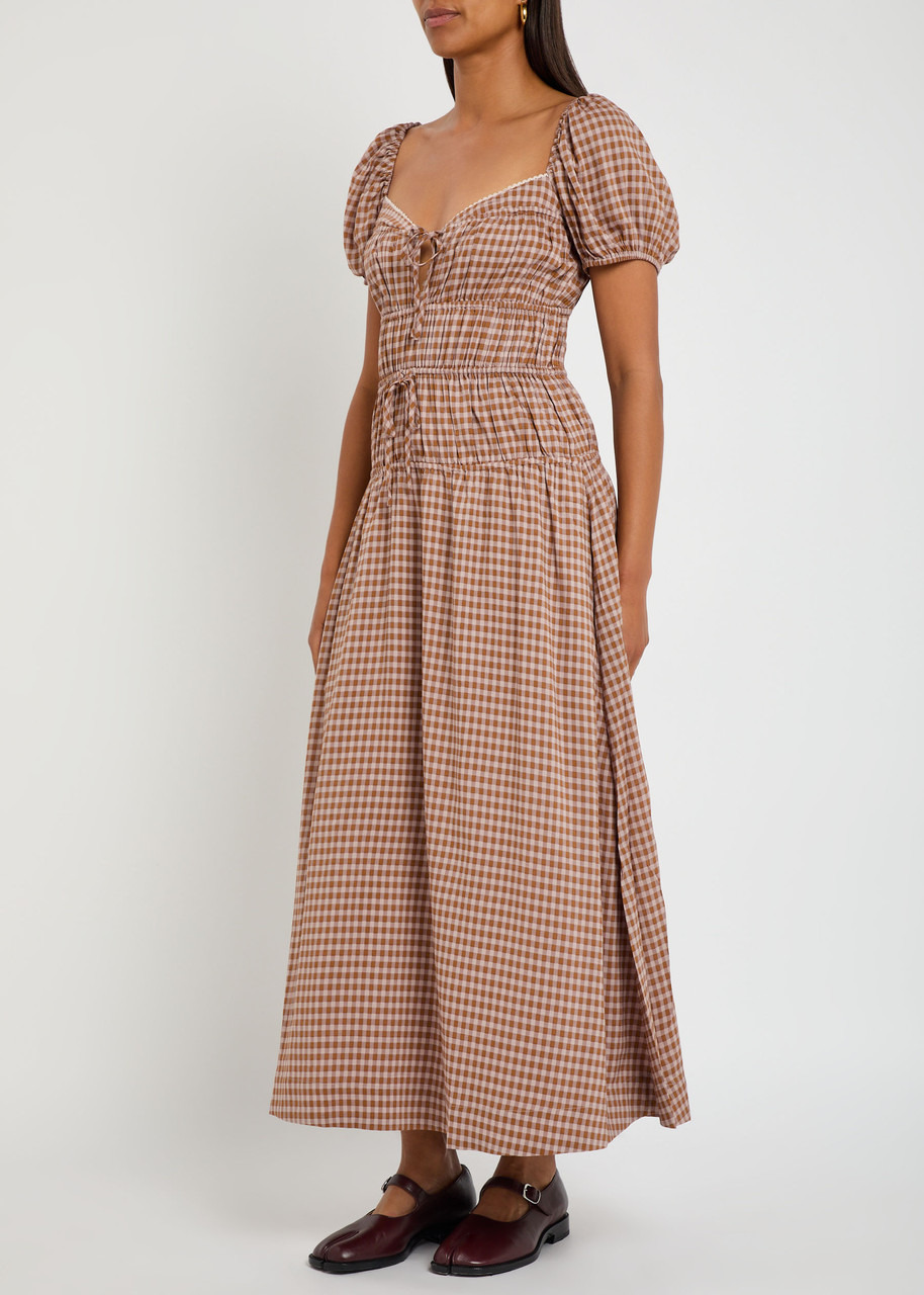 Reformation Rhett Checked Woven Midi Dress - 2