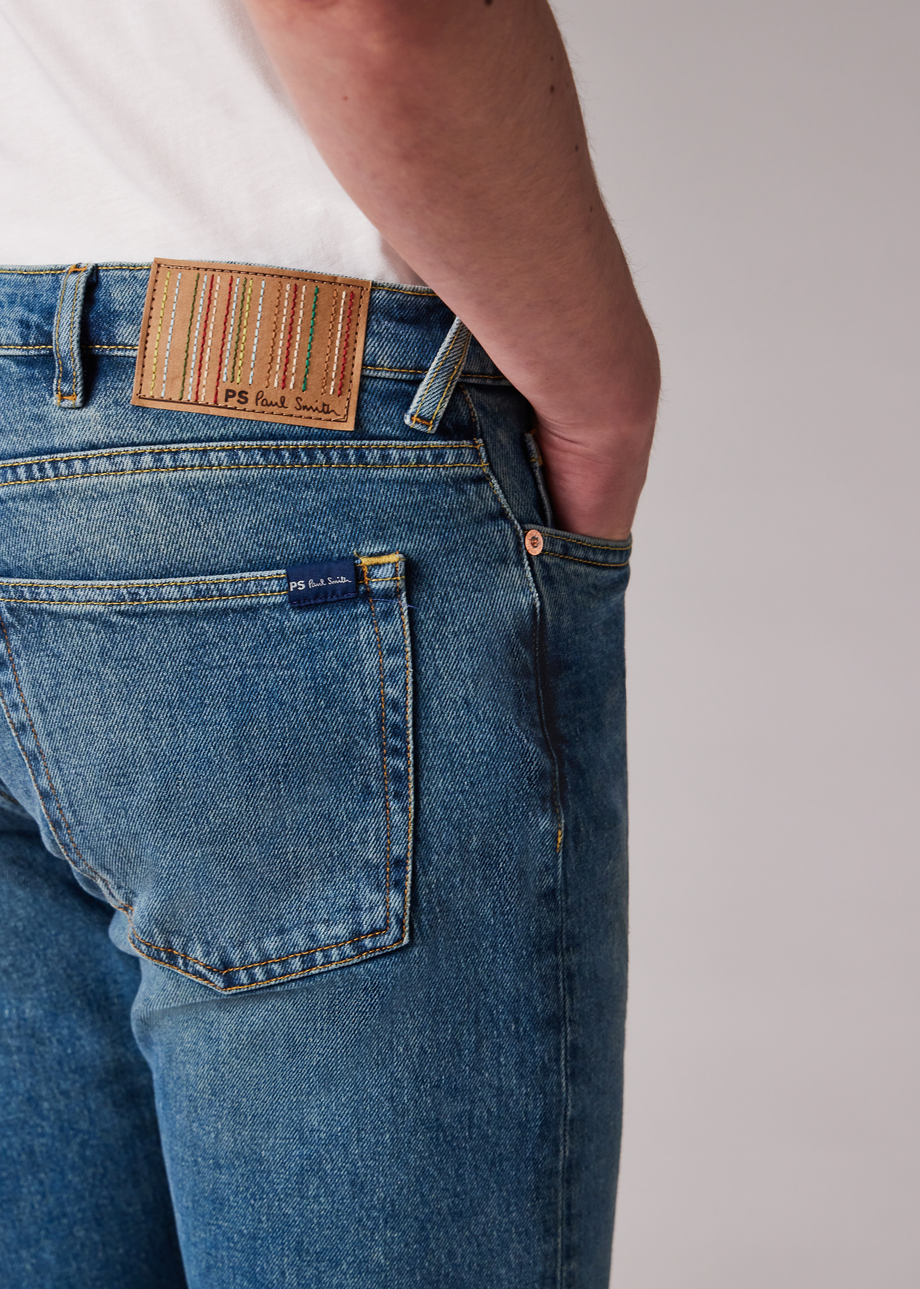 Tapered-Fit Antique-Wash Organic Vintage Stretch Jeans - 5