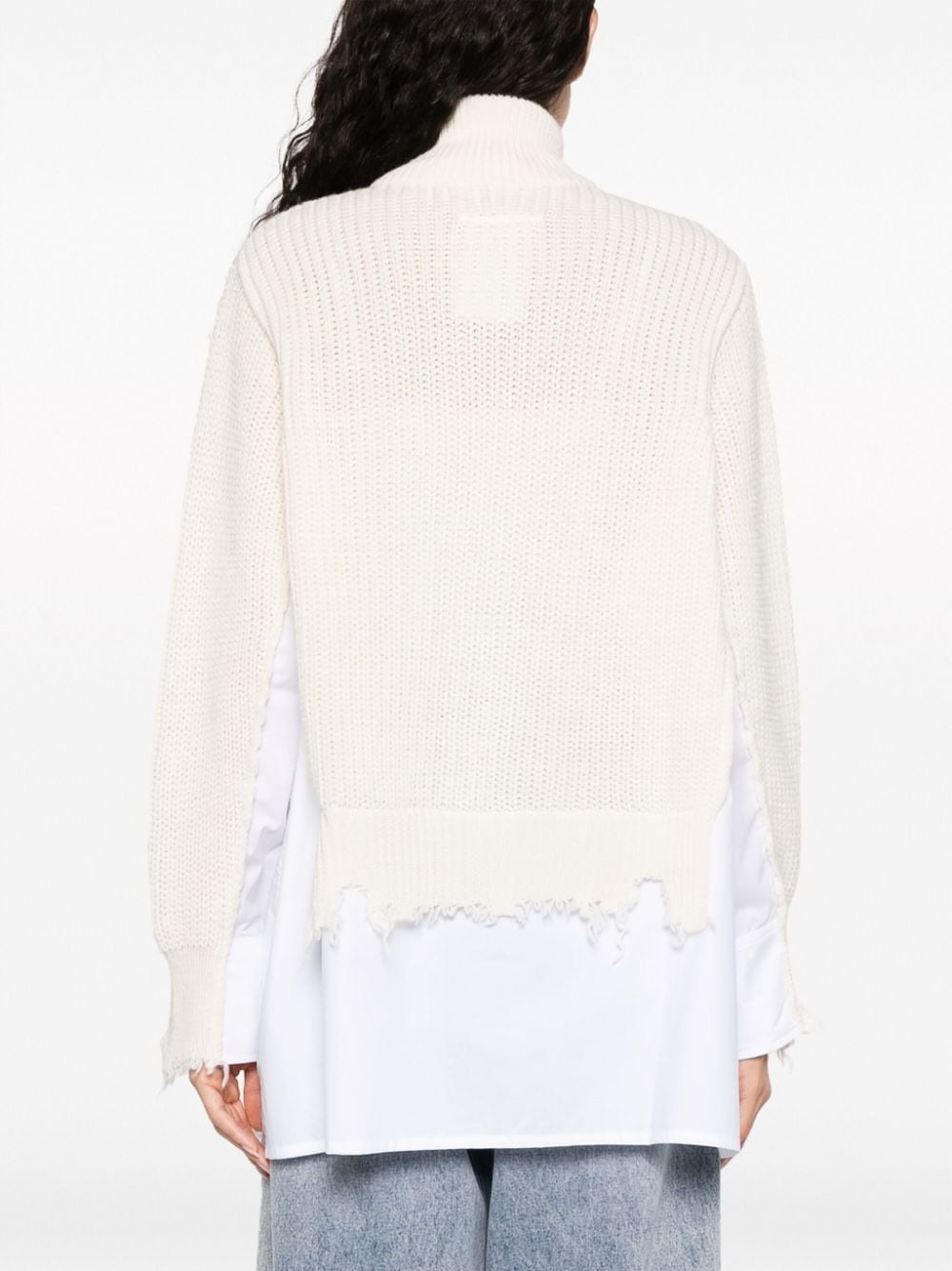 distressed-finish shirt-underlayer jumper - 4