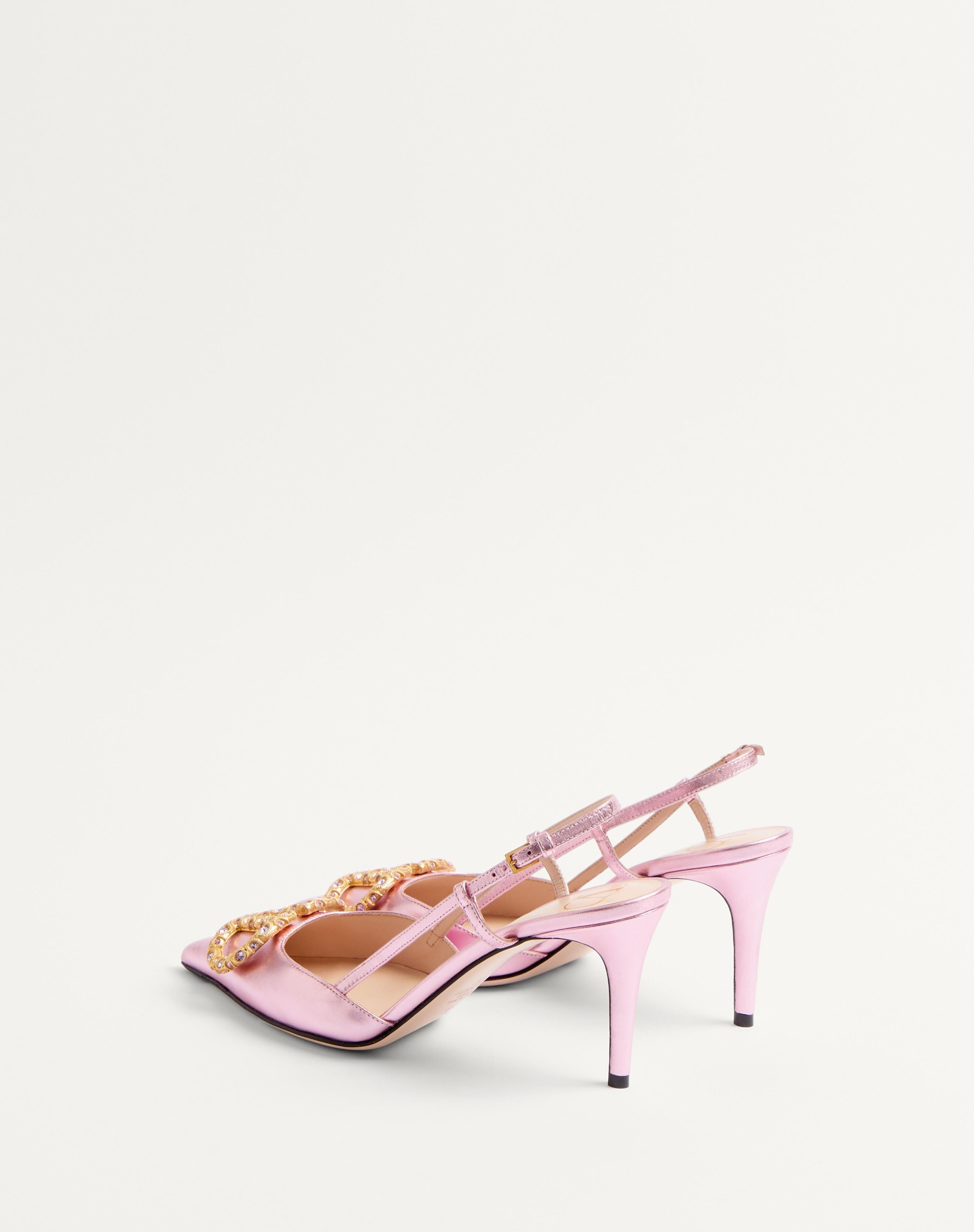 VLOGO SIGNATURE SLINGBACK PUMP IN LAMINATED NAPPA LEATHER 80MM - 5