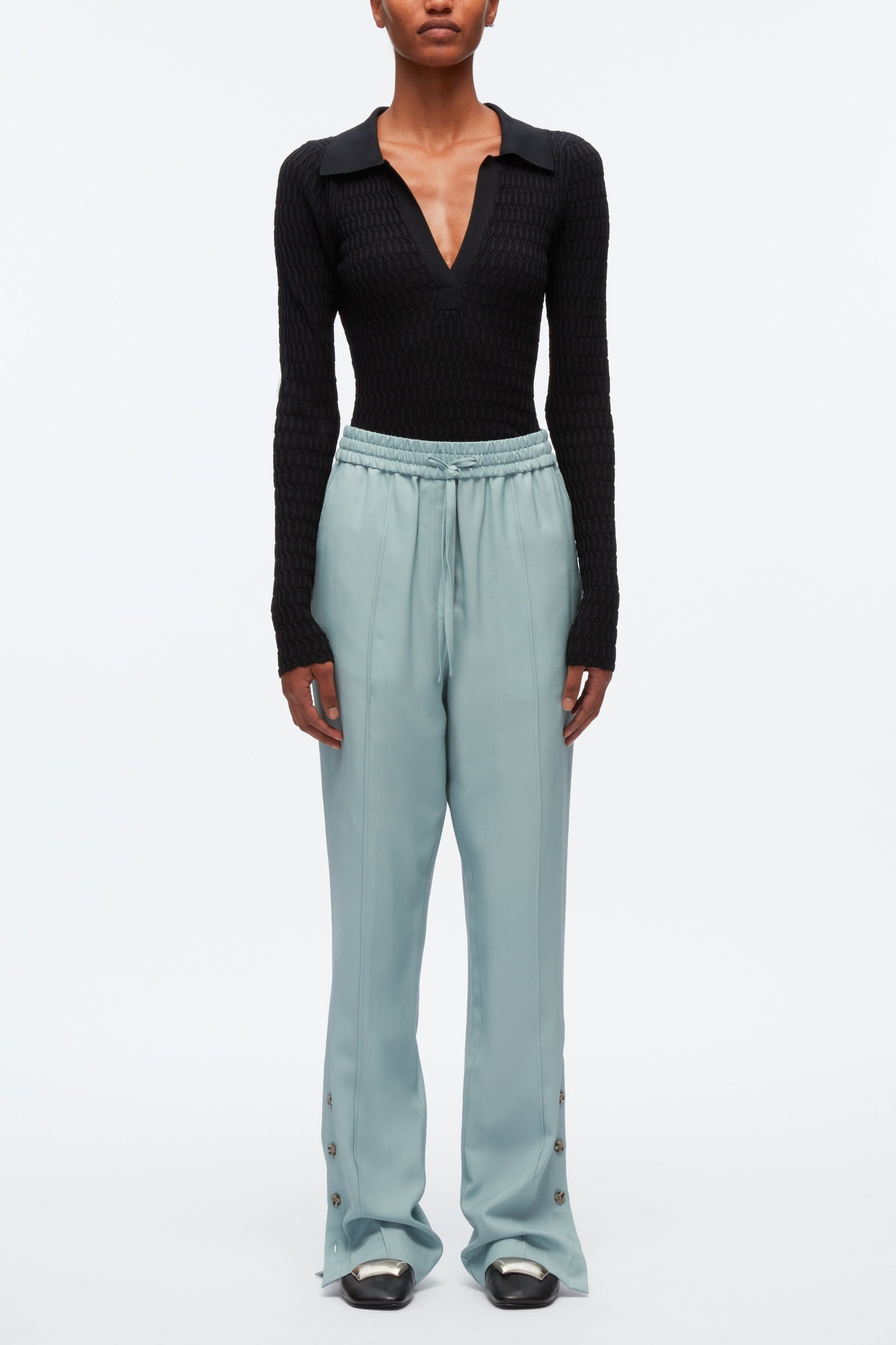 Elasticated Pants With Side Vent - 1