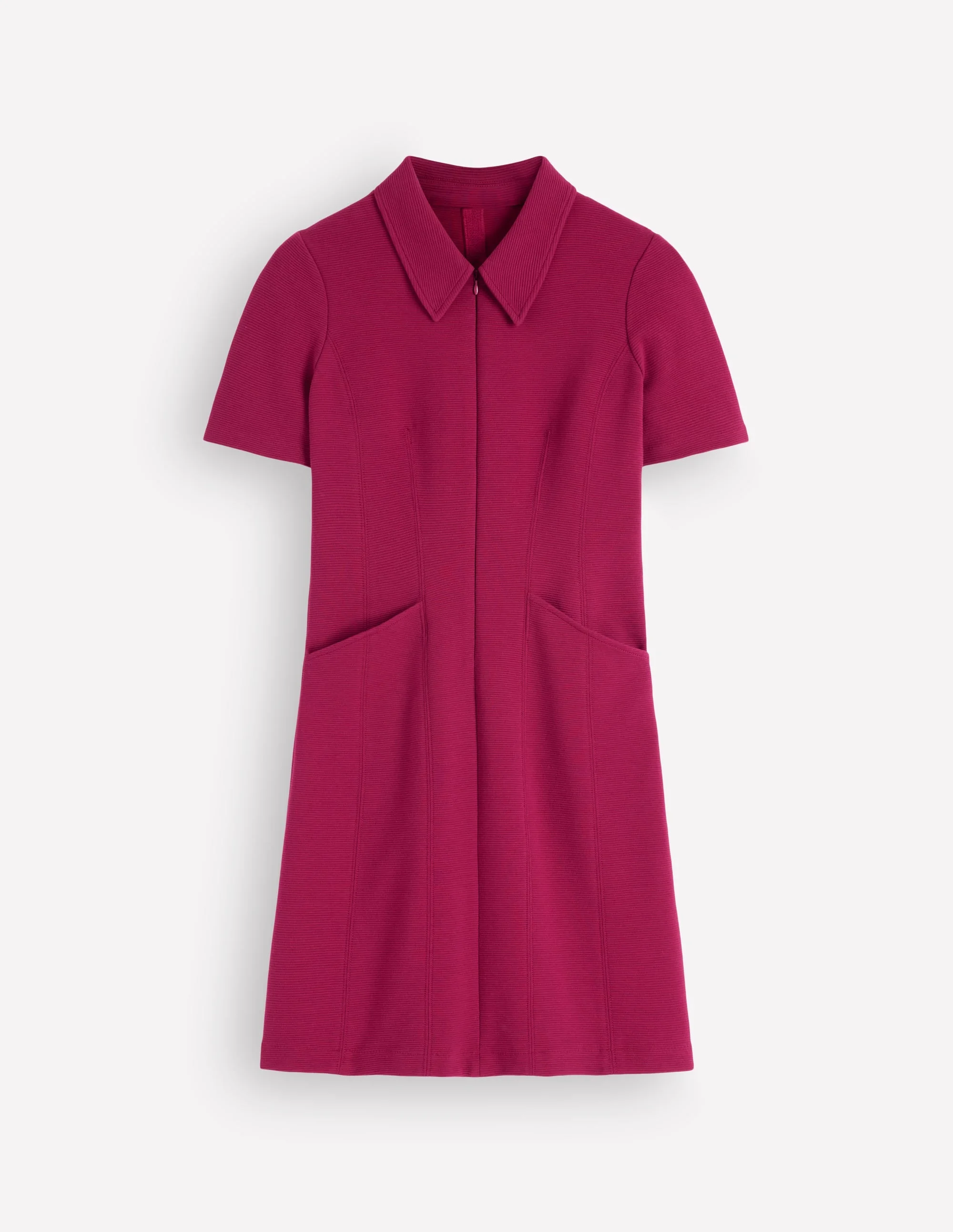 Nia Short Sleeve Zip Dress-Beetroot Red - 1
