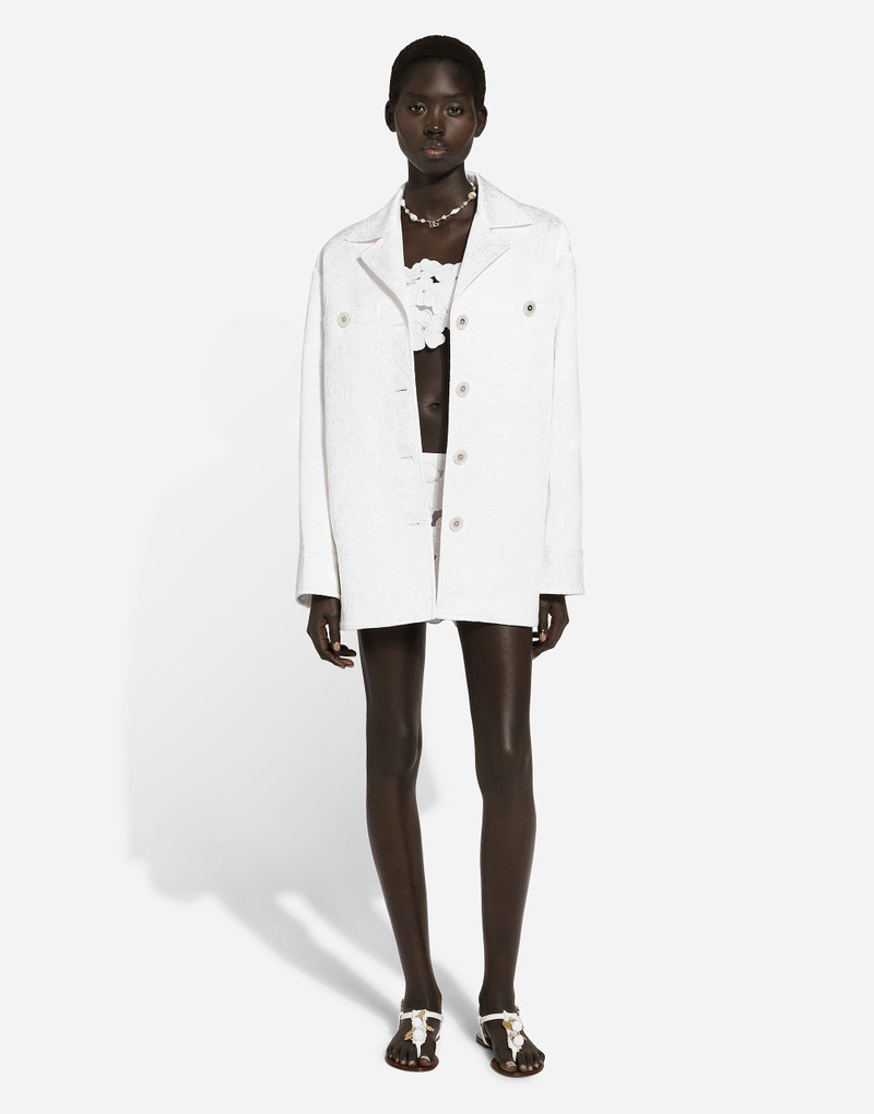 Dolce & Gabbana Cotton miniskirt with floral embroidery and rhinestone embellishment outlook