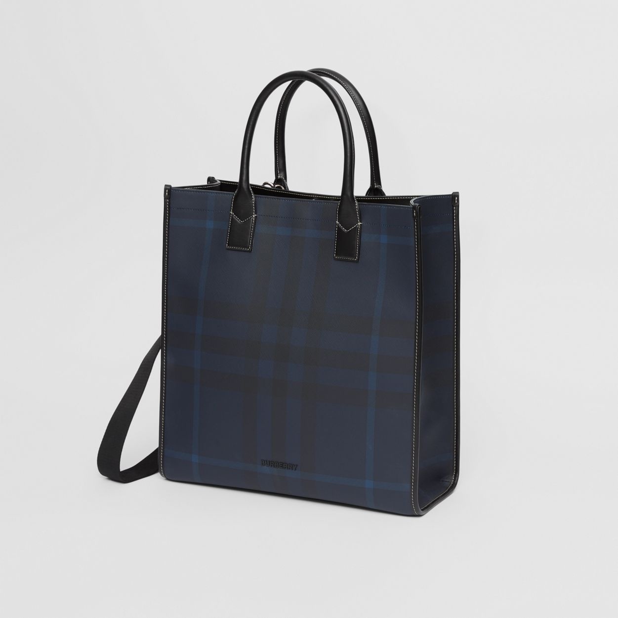Exaggerated Check and Leather Tote - 4