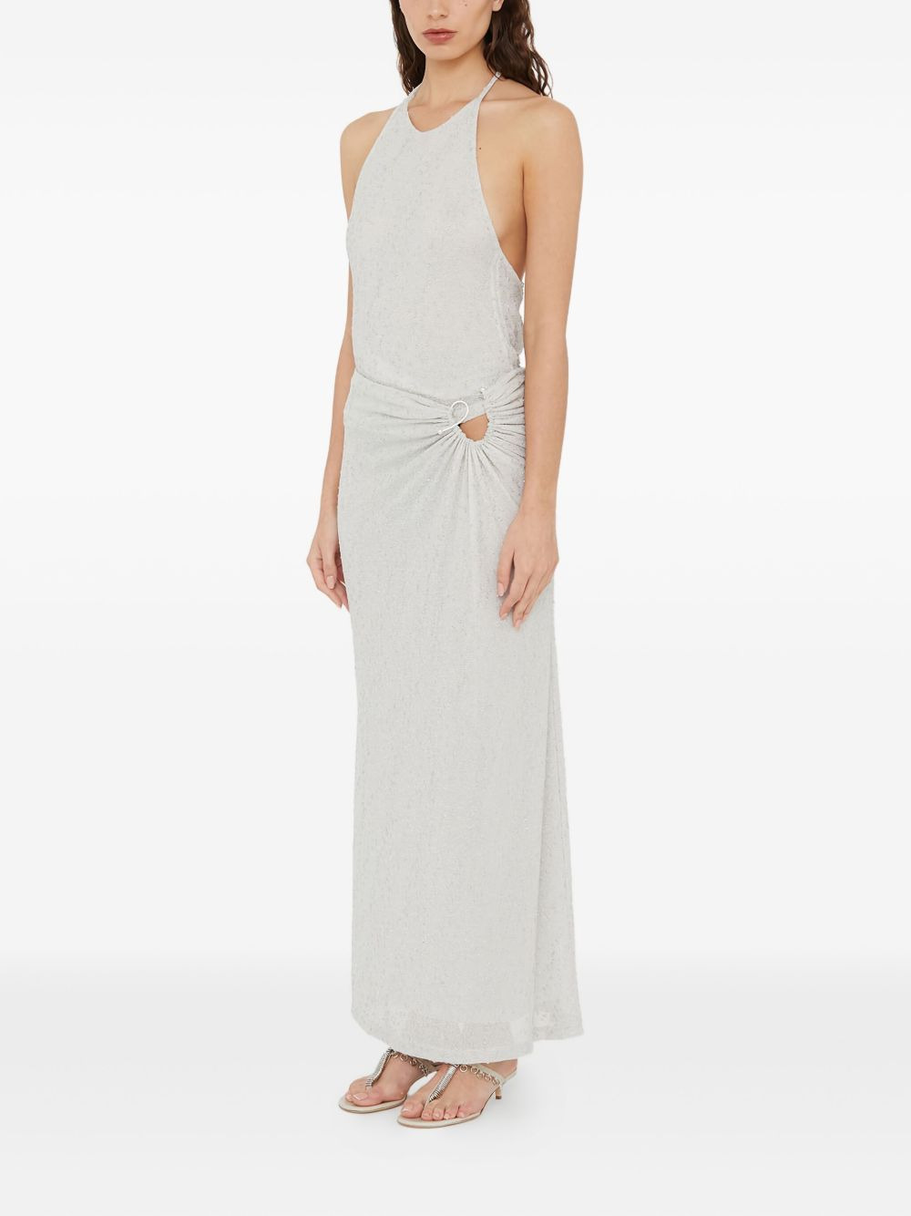 metallic-detail halterneck top - 3