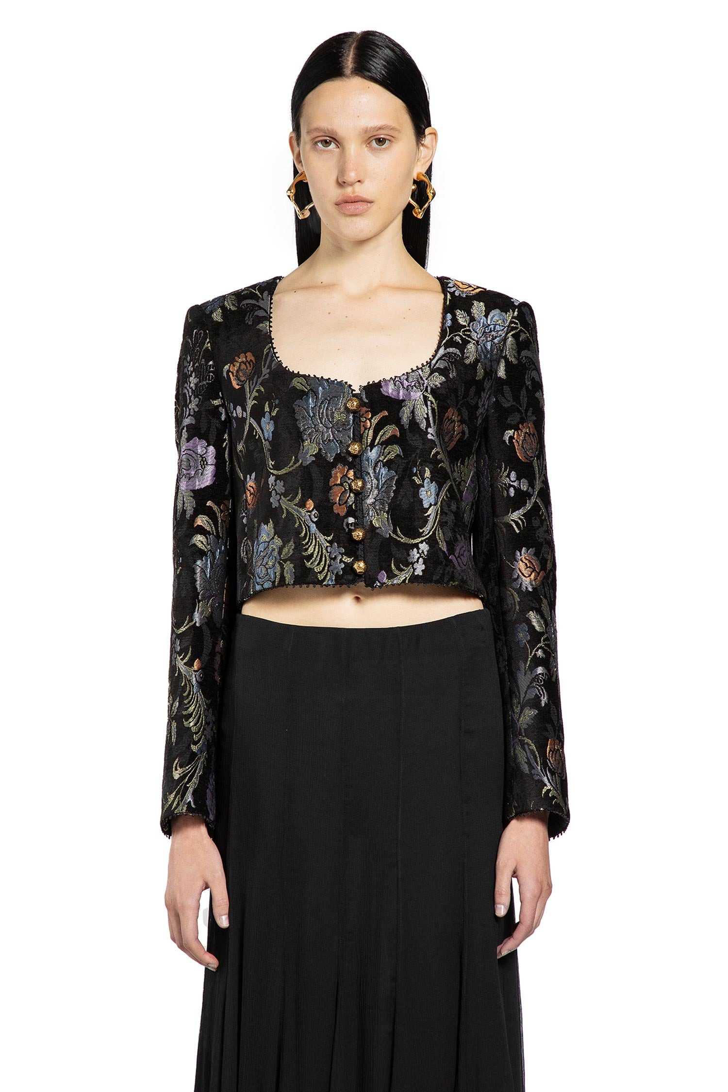 Cropped Spencer Jacket In Brocade - 2