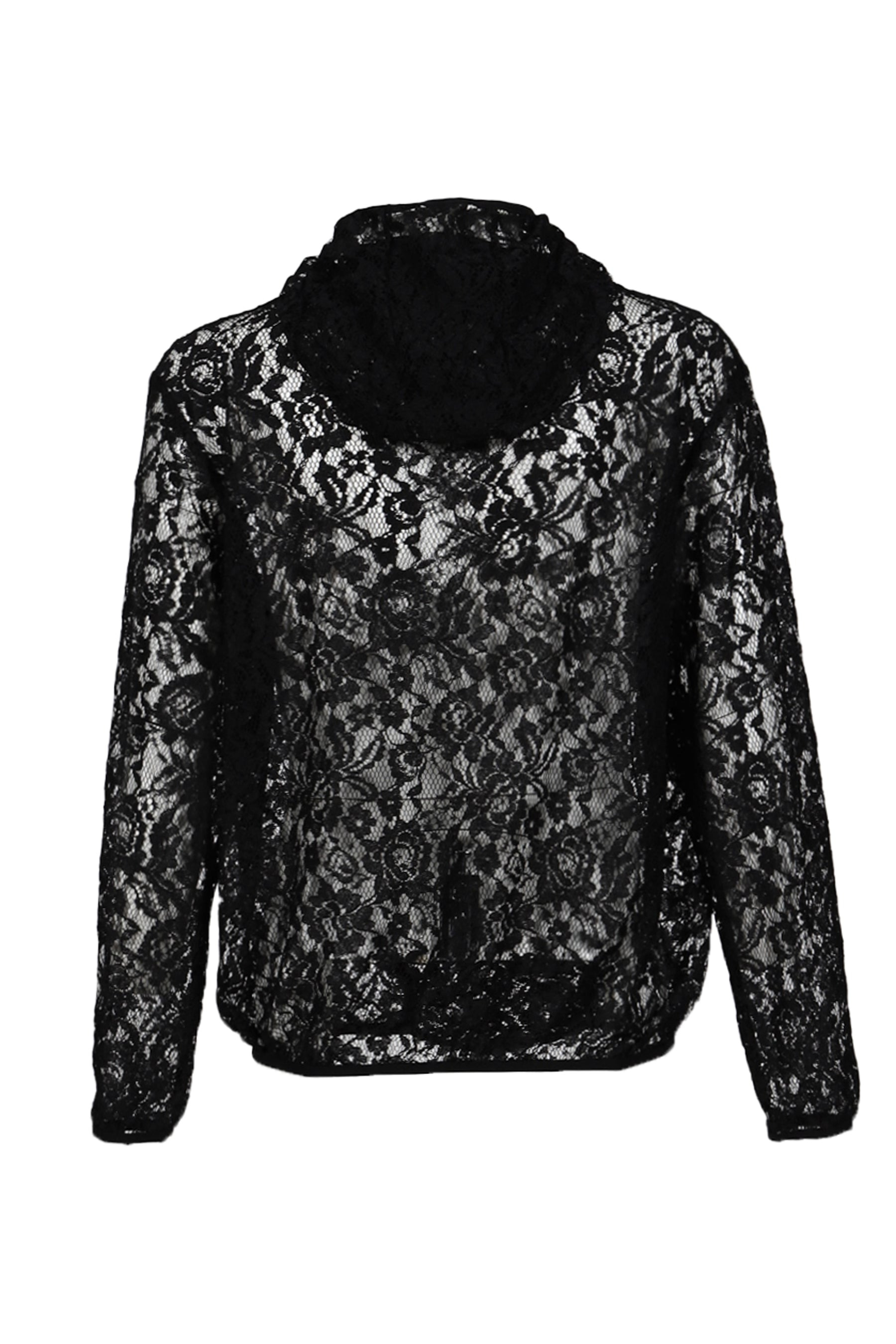 DRAPED LACE HOODIE / BLK - 7