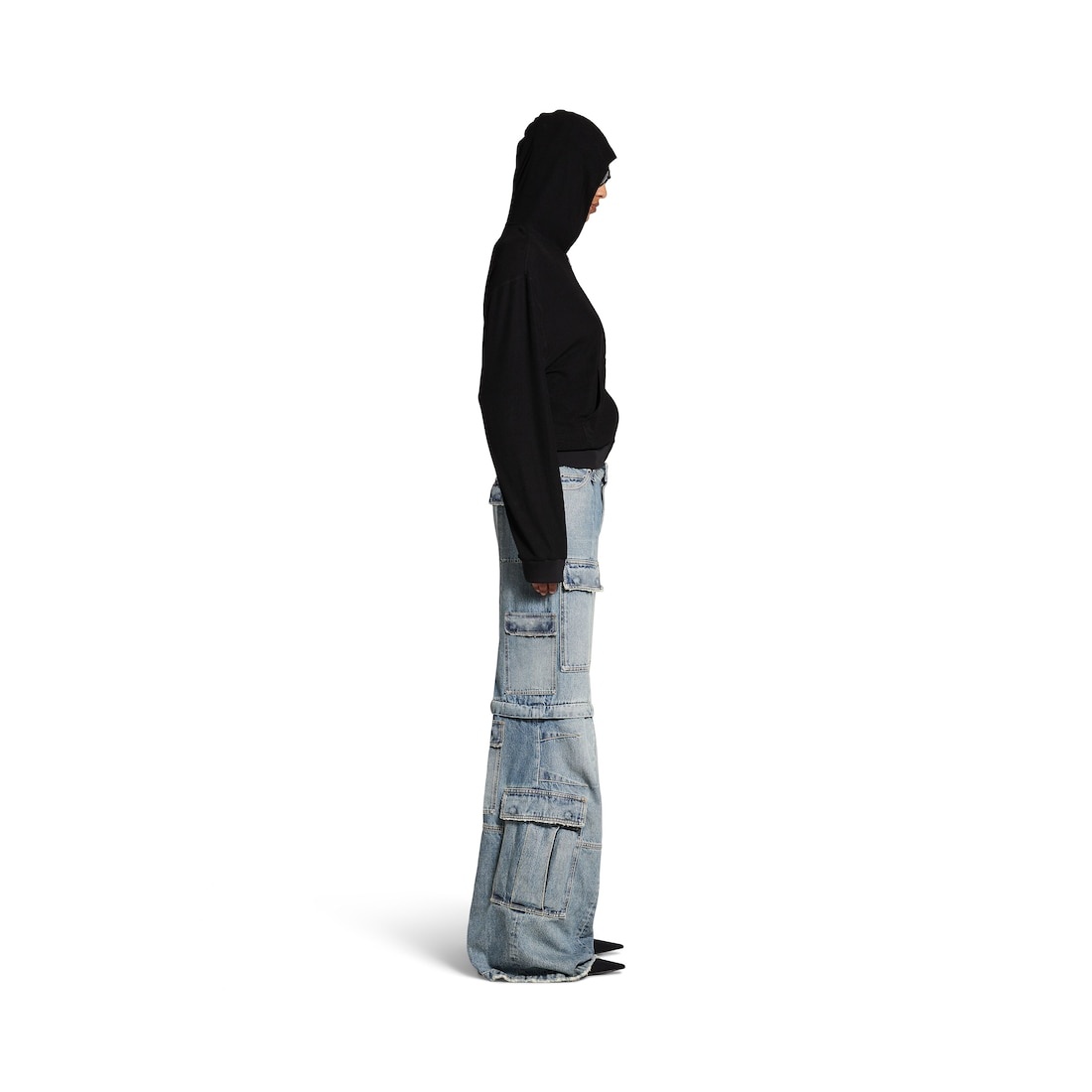 Women's Flared Cargo Pants in Blue - 4