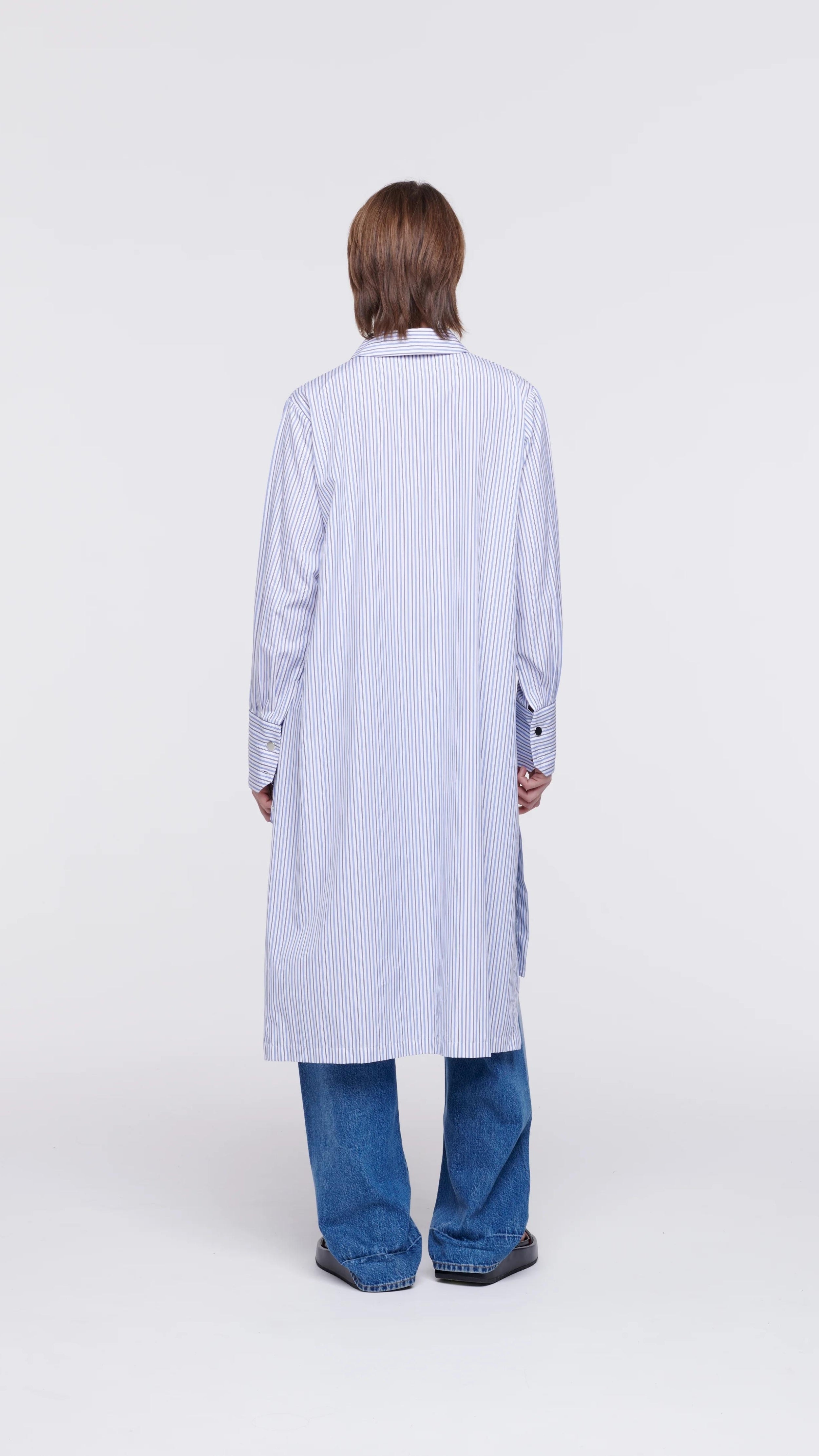 Striped Cotton Poplin Shirt Dress - 5