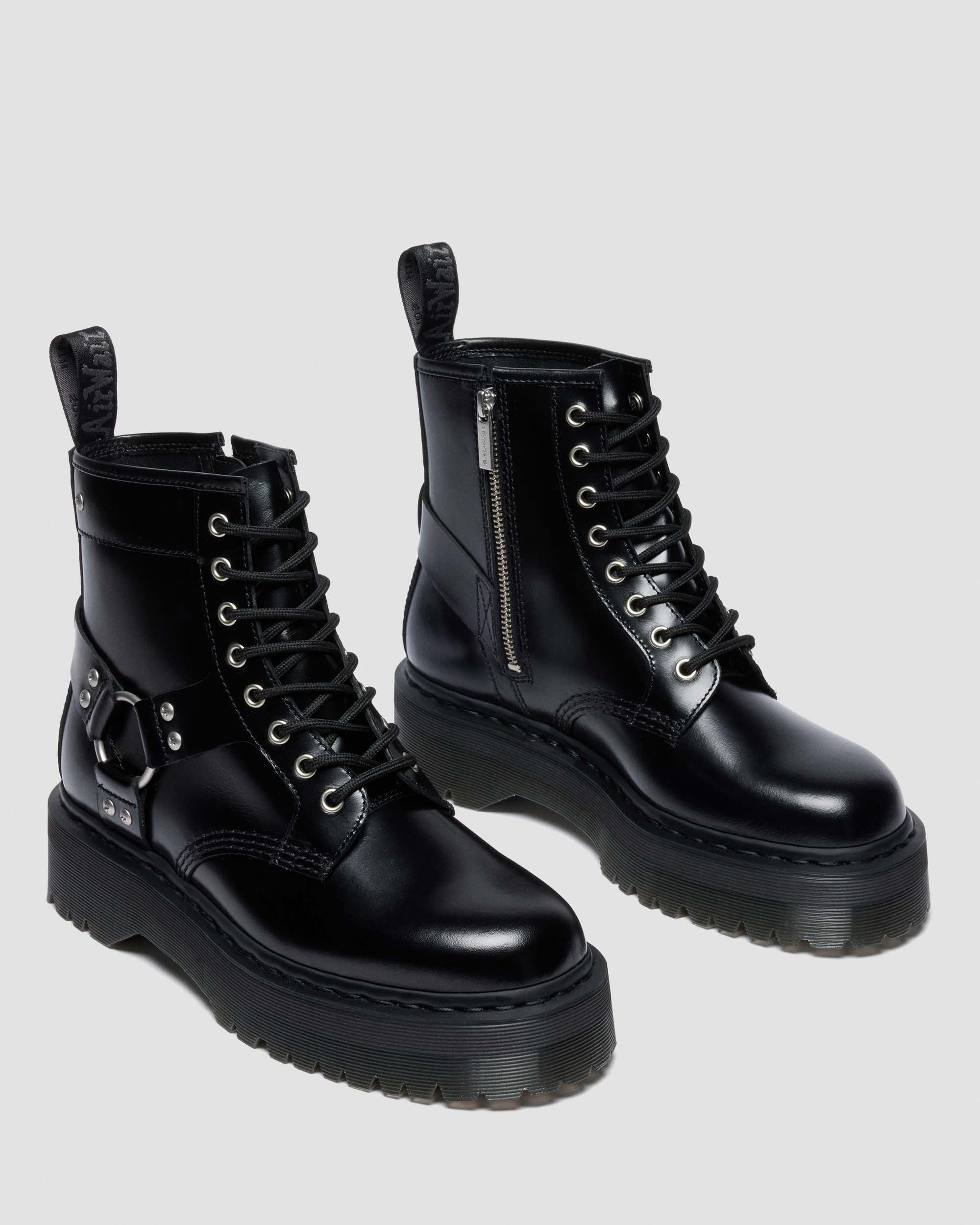 JADON HI HARNESS LEATHER PLATFORM BOOTS - 8