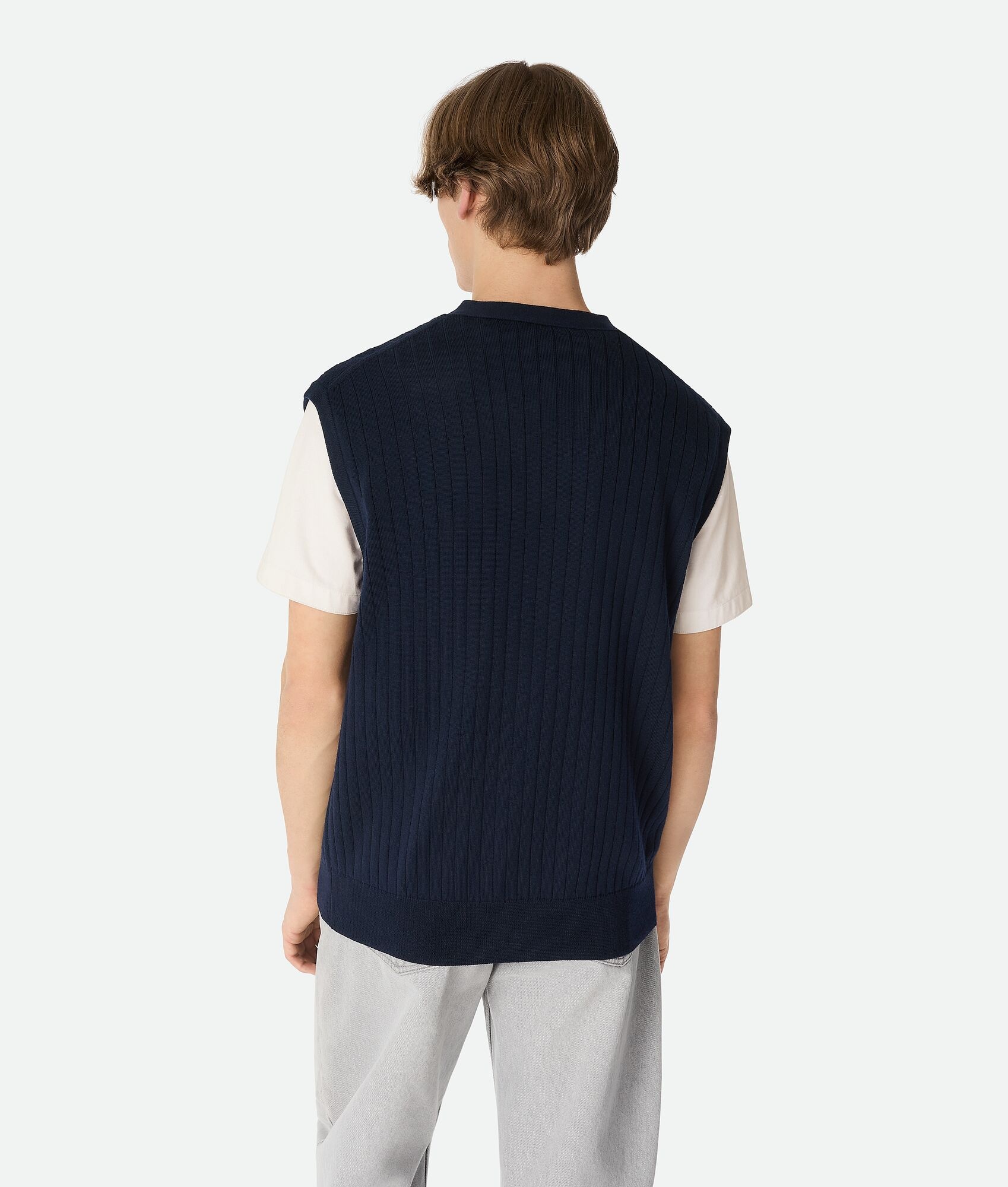 Wool Rib Cardigan Gilet - 3