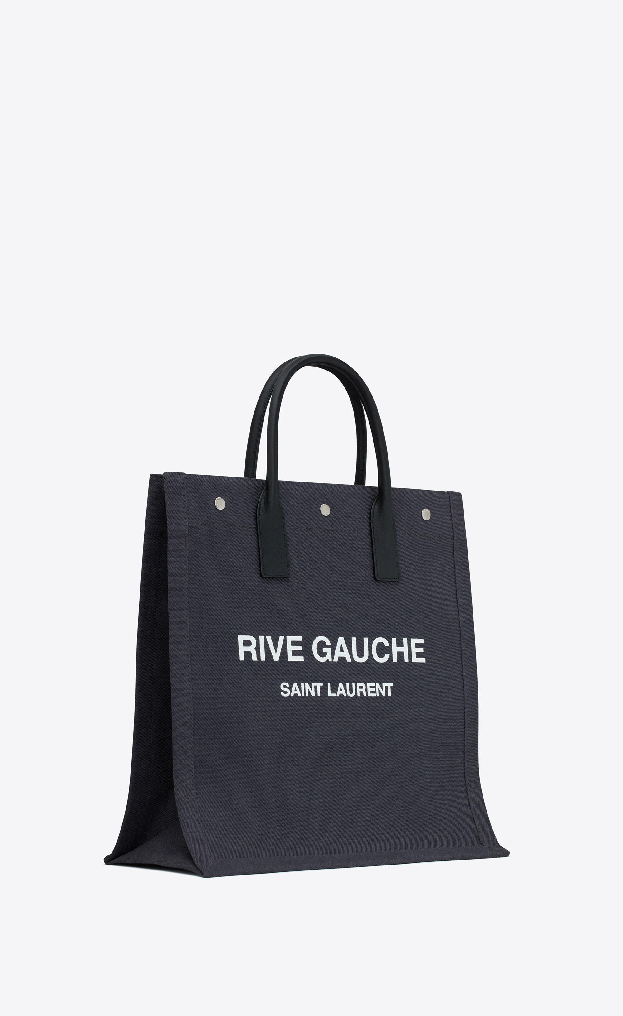rive gauche north/south tote bag in printed canvas and leather - 4