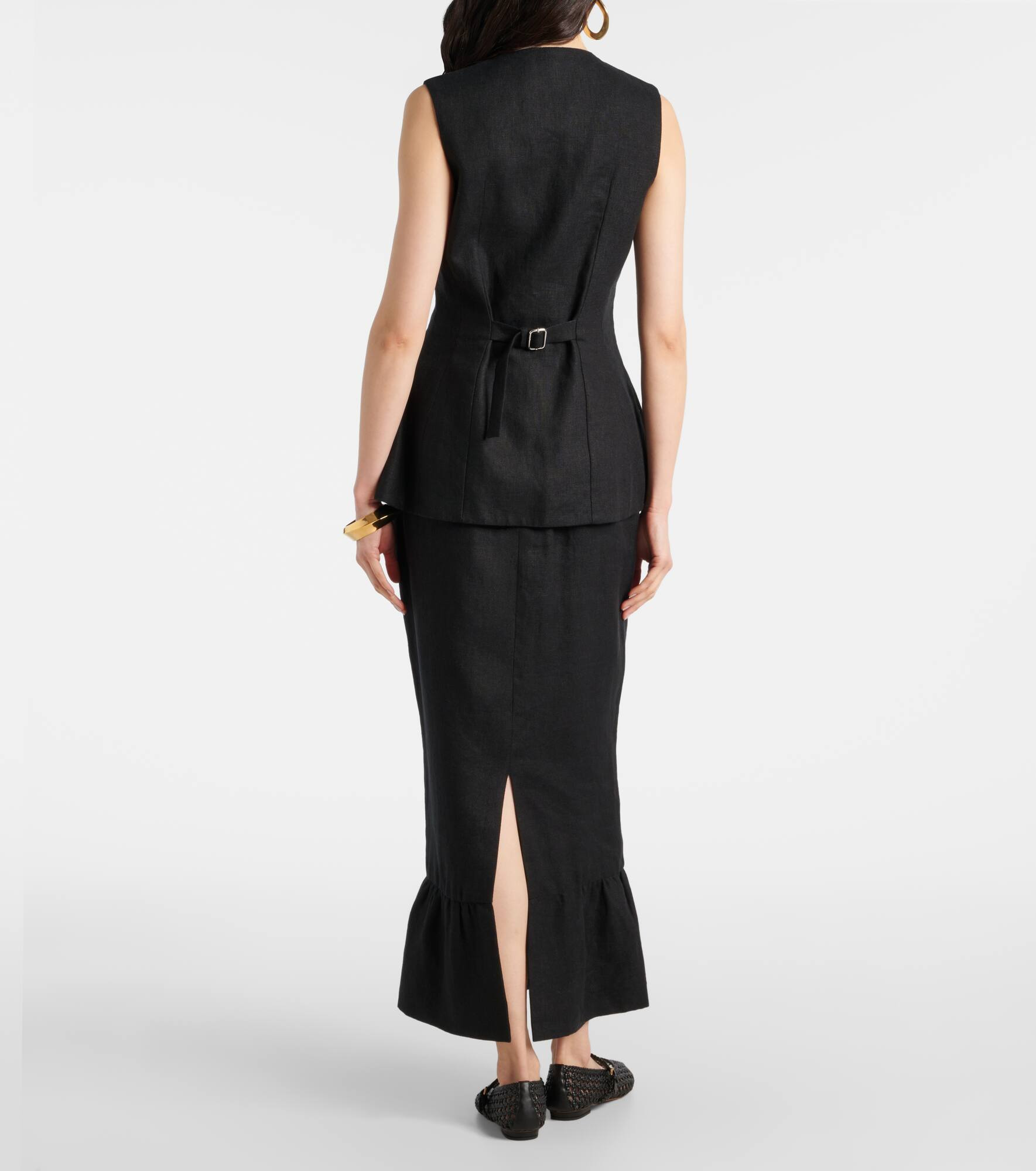 Matilda ruffled linen vest - 3