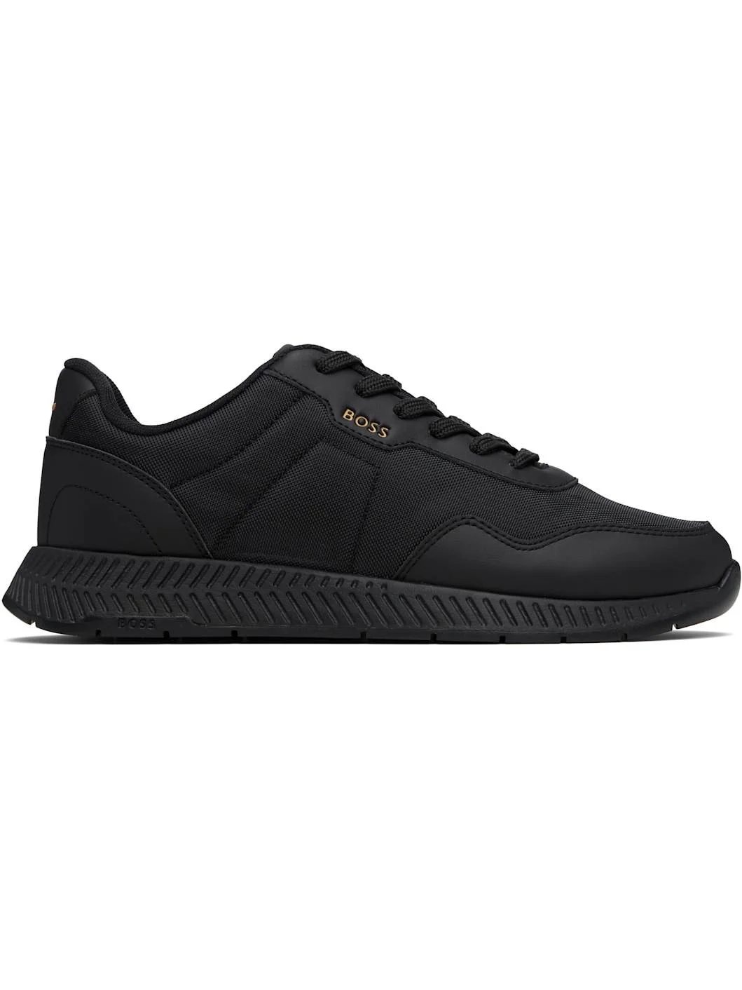 Black Faux-Leather & Mesh Sneakers - 1
