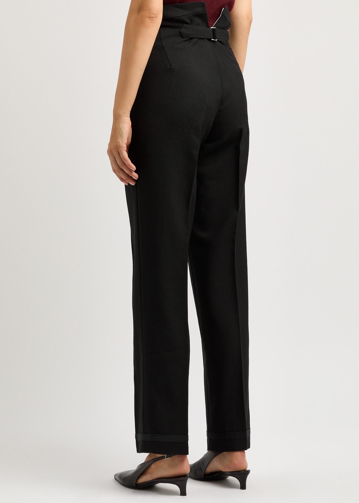 Herringbone wool trousers - 3