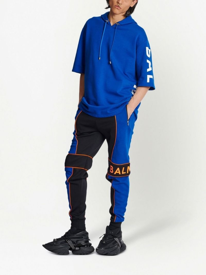 Balmain logo-print panelled joggers outlook