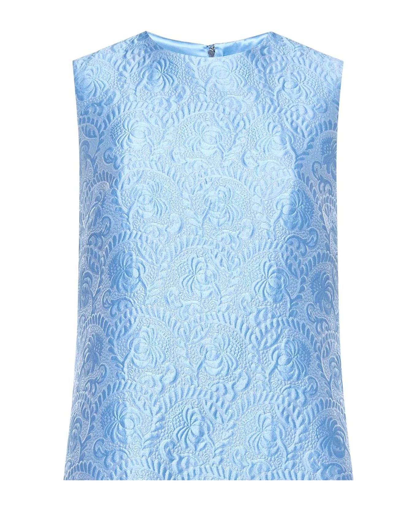 Floral Quilted Jacquard Mini A-line Dress - 3