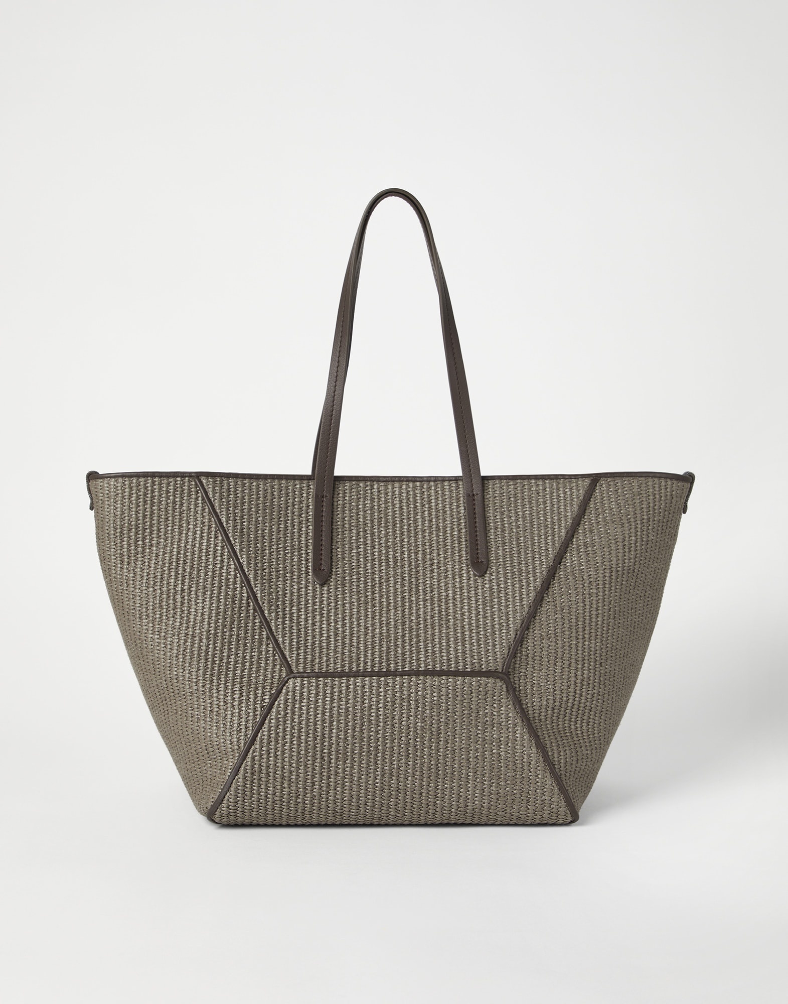Techno raffia shopper bag with monili - 1