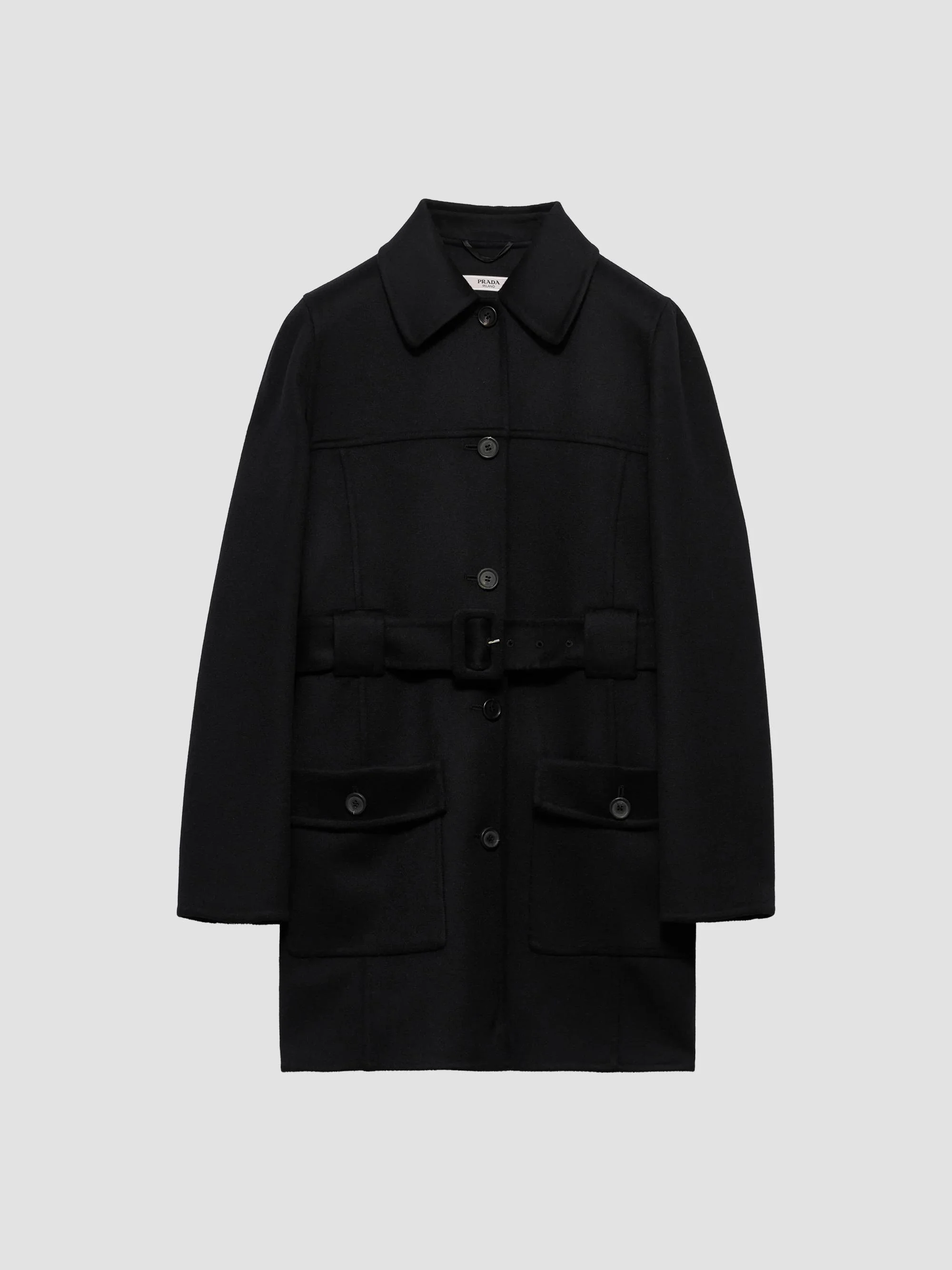 Women's Single-Breasted Double Cloth Caban Jacket - Black - 1