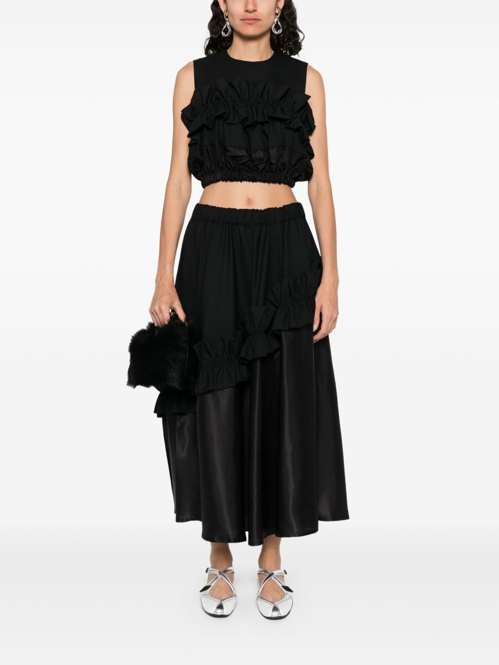 ruffle-detail crop top - 2